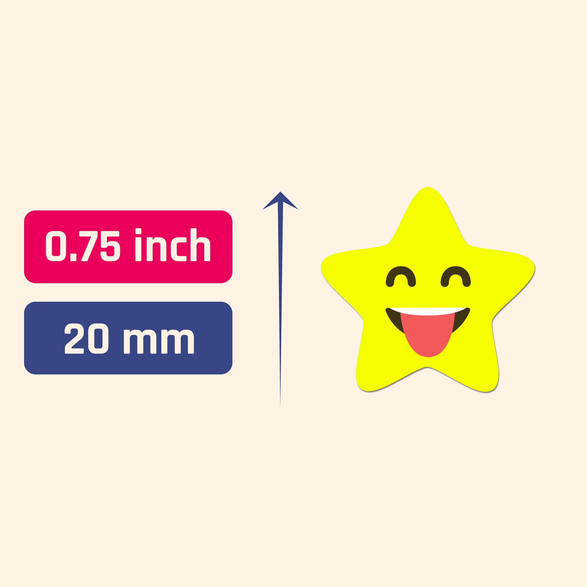 1000 Pieces Smiley Star Stickers for Teachers - 20mm Self-Adhesive Labels - Perfect for Classroom Rewards, Student Motivation & DIY Crafts
