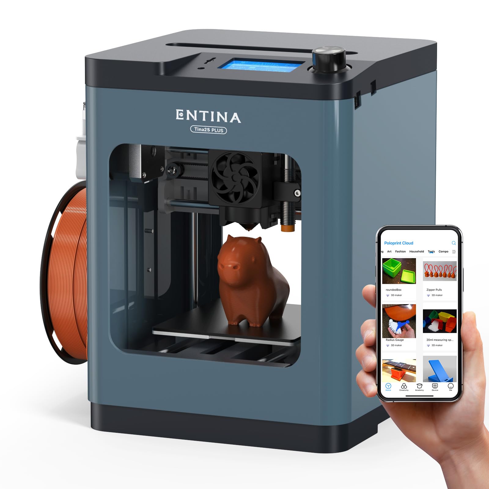 Tina2 Plus 3D Printer - 250mm/s High Speed, Auto Leveling FDM Mini 3D Printer with Spring Steel Platform | Fully Assembled WiFi 3D Printer for Kids, Beginners & Home Use | Perfect for DIY Projects, School STEM Learning & Small Home Creations