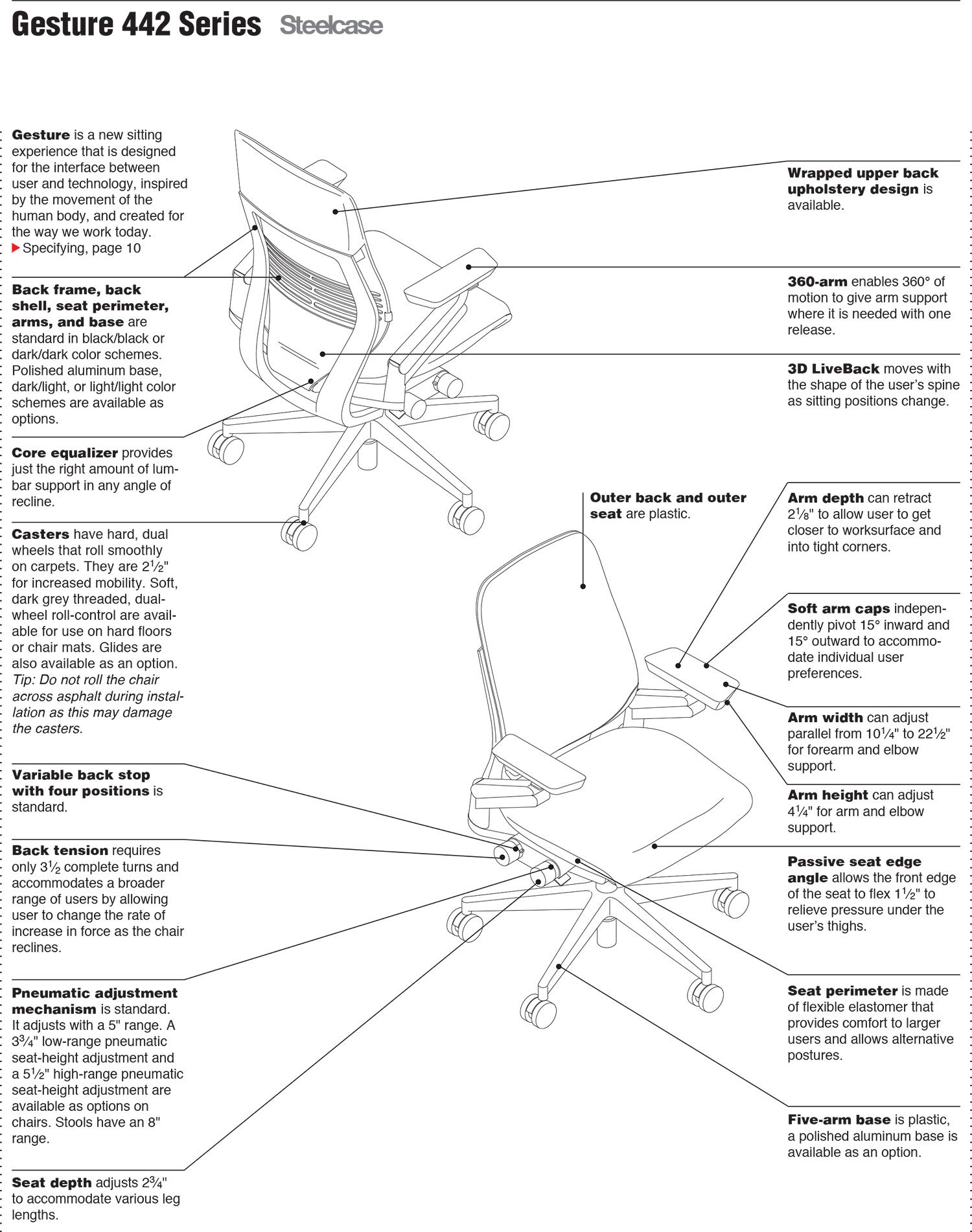 Steelcase Gesture Ergonomic Office Chair with Headrest & Lumbar Support - Adjustable Task Chair with Soft Casters for Hard Floors - Cogent Connect Nickel Fabric - Platinum Light Frame - Perfect for Home Office, Gaming & Workspaces