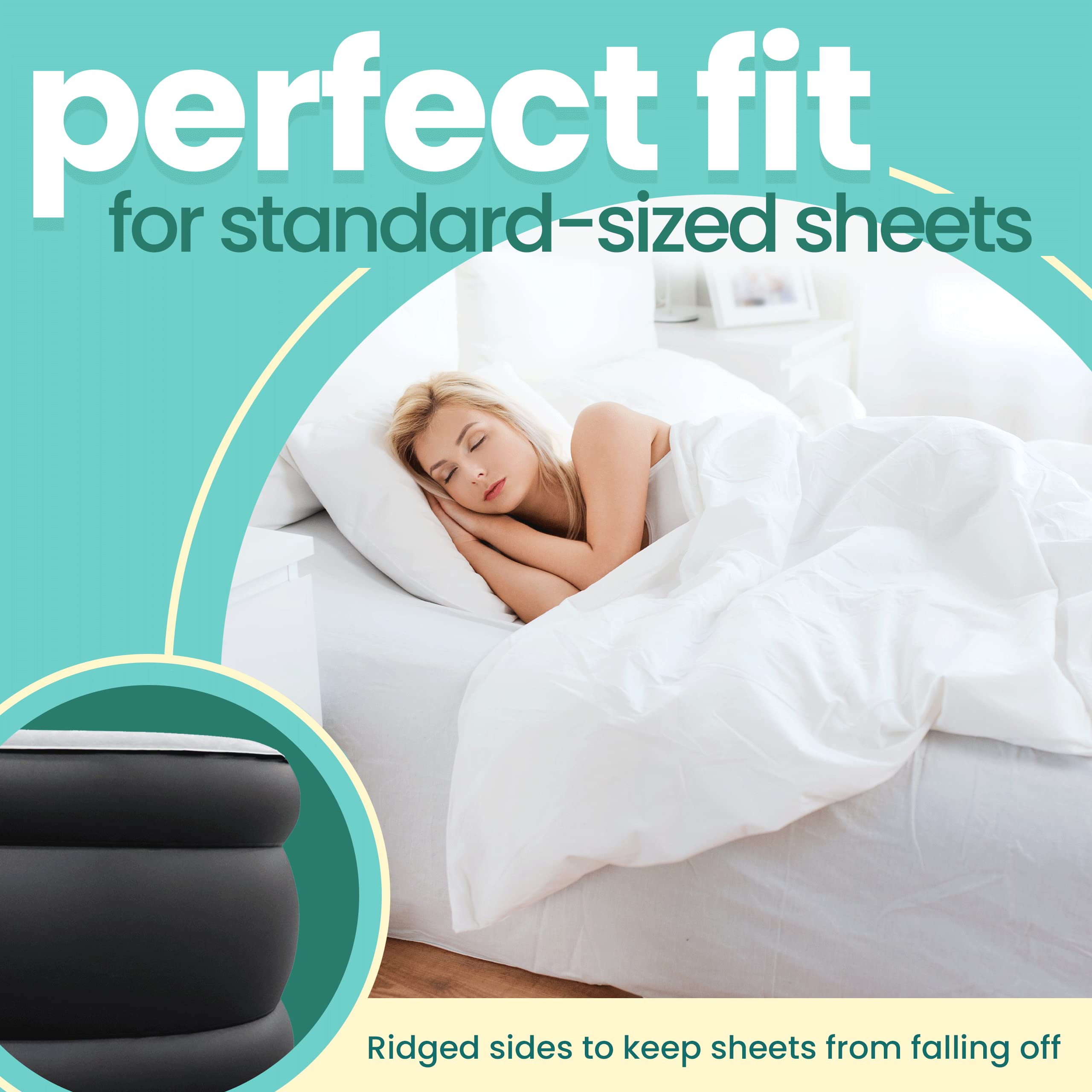 EZ INFLATE Double High Luxury Air Mattress with Built-in Pump - Queen Size Inflatable Mattress for Camping, Guest Bed & Home Use - Quick Inflation & Comfort Support