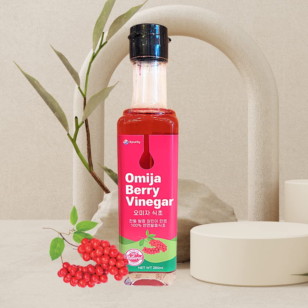 Organic Kpurity Omija Schisandra Berry Vinegar 250ml - 100% Natural, Non-GMO, Fermented Superfood for Immune Support & Digestion - Perfect for Smoothies, Salad Dressings & Wellness Shots