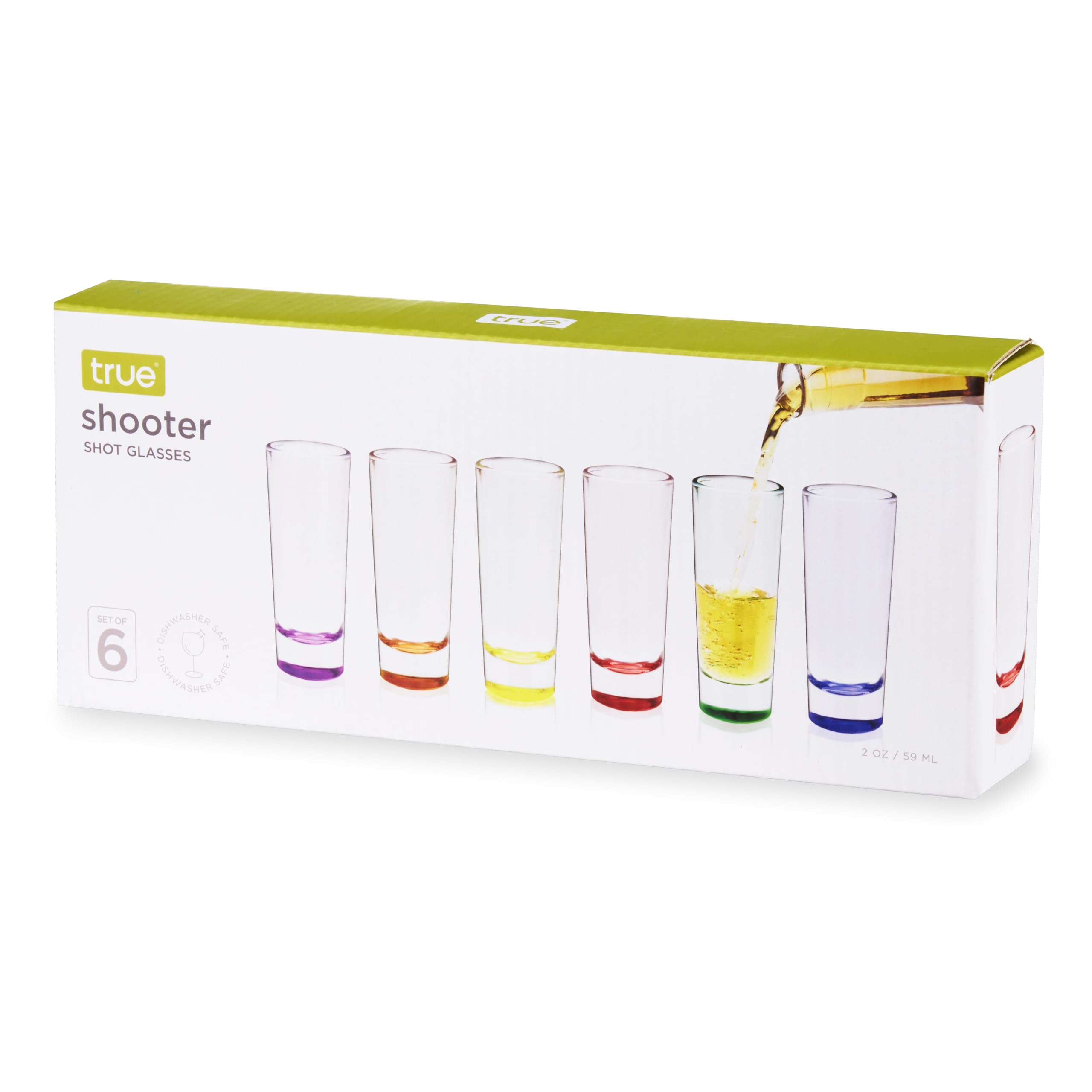 TRUE Shooter Glasses Set of 6 - 2oz Tequila & Whiskey Shot Glasses - Durable Barware for Parties, Gifts & Home Bars | Perfect for Cocktails, Liquor Tasting & Entertaining