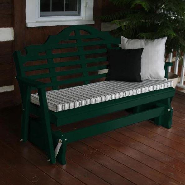 A & L Furniture Yellow Pine Marlboro Glider - Comfortable Wooden Porch Swing for Outdoor Relaxation, Garden, Patio, and Backyard Use