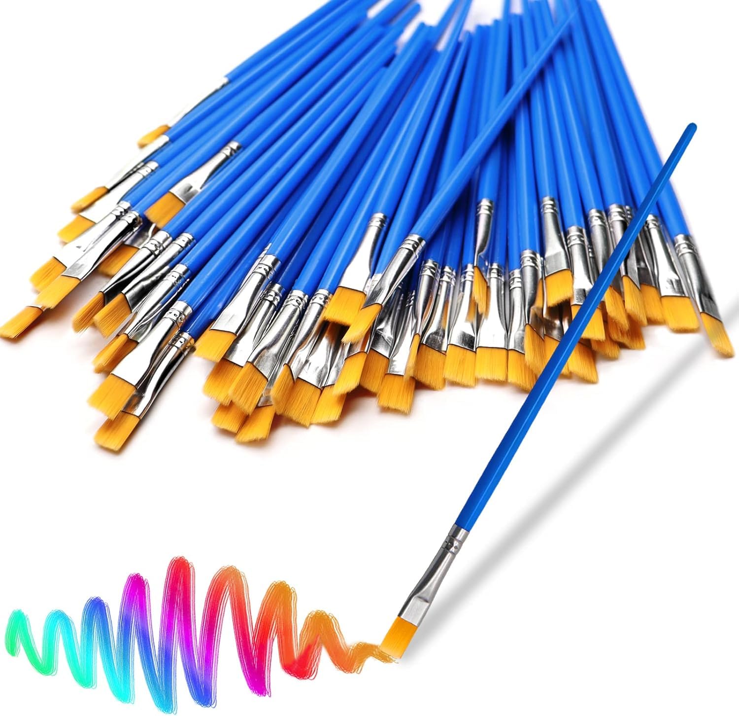 30Pcs Small Paint Brushes for Kids & Adults - Flat Nylon Hair Acrylic, Oil & Watercolor Painting Brushes with Wooden Handle - Bulk Art Supplies for Students, Children & Artists - Perfect for Canvas, Paper & DIY Craft Projects