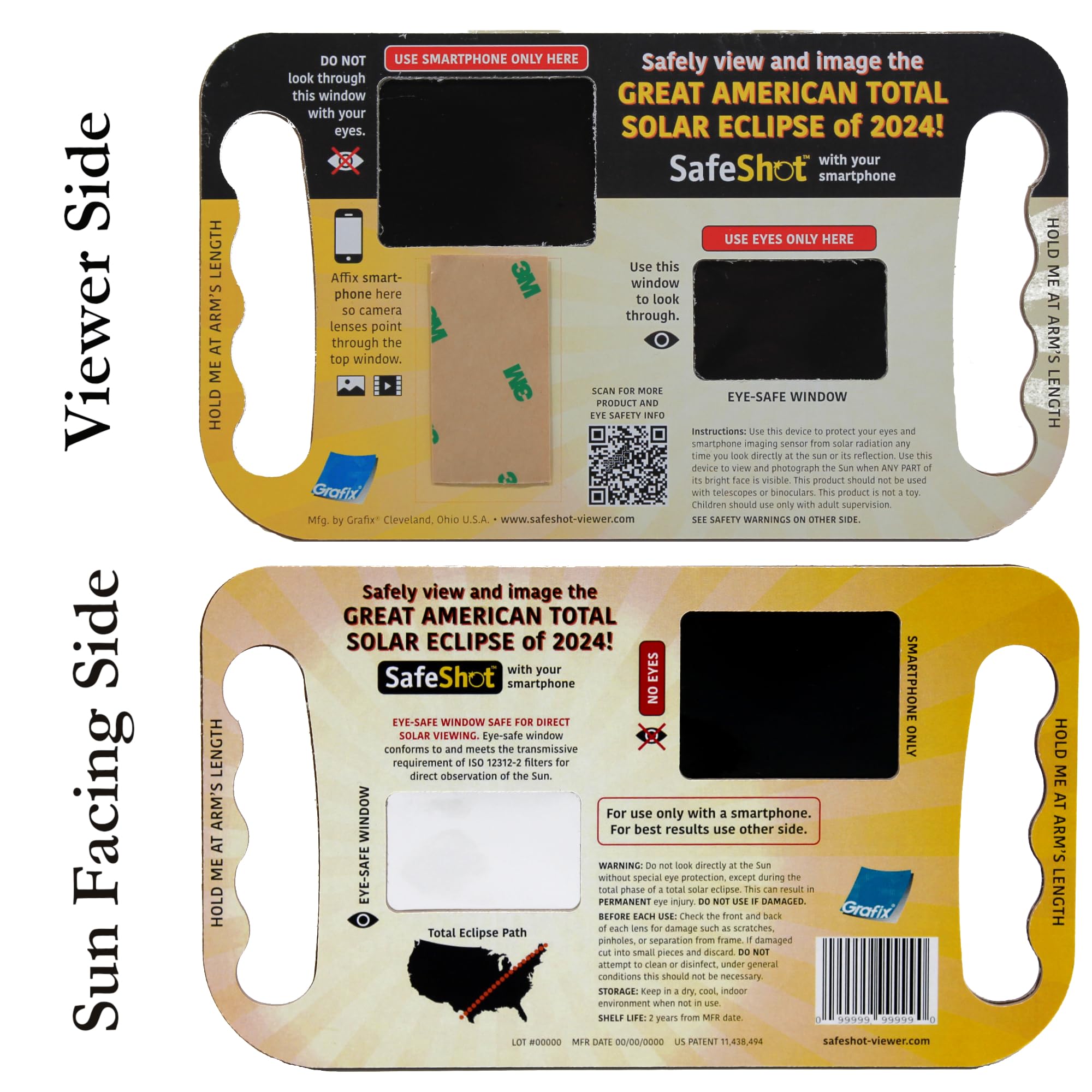 SafeShot™ Solar Eclipse Viewer - Safe Solar Glasses for Direct Sun Viewing & Smartphone Eclipse Photography - Perfect for 2024 Great American Solar Eclipse - Pack of 1 | Ideal for Astronomy Enthusiasts, School Science Projects & Outdoor Events