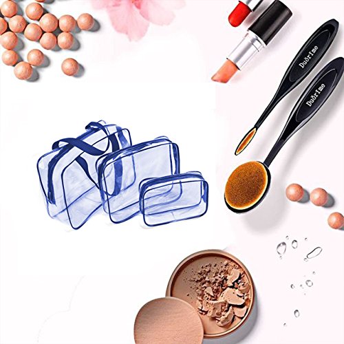 Clear PVC Travel Toiletry Bag - 3-in-1 Waterproof Makeup Organizer with Brush Holder for Men & Women | Perfect for Carry-On, Business Trips & Bathroom Organization