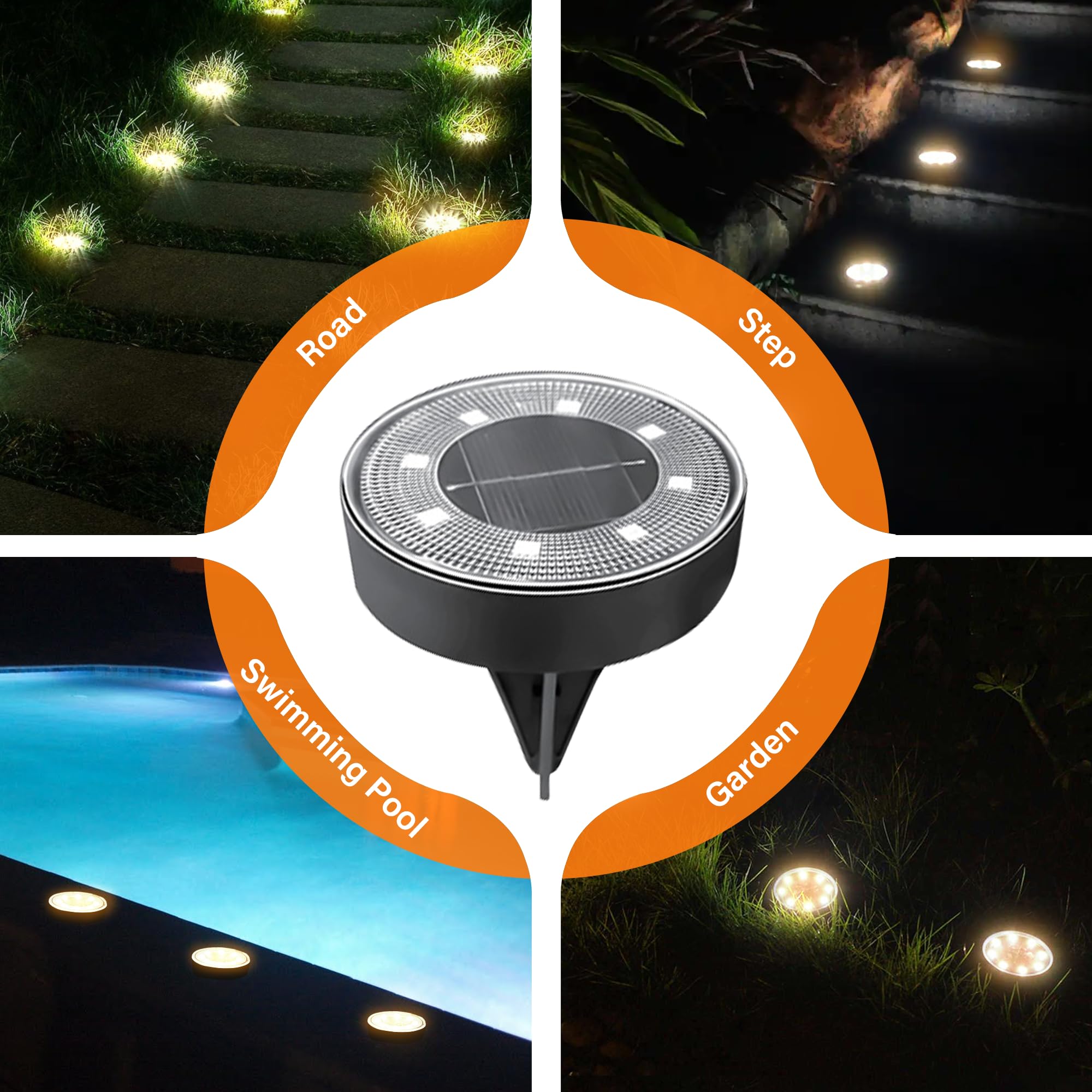 8 Pack Solar In-Ground Lights 2025 - 8 LED Ultra Bright IP68 Waterproof Outdoor Landscape Lighting for Garden, Patio, Pathway, Yard, Deck | Warm White | Perfect for Driveway Borders, Walkway Illumination & Backyard Decor
