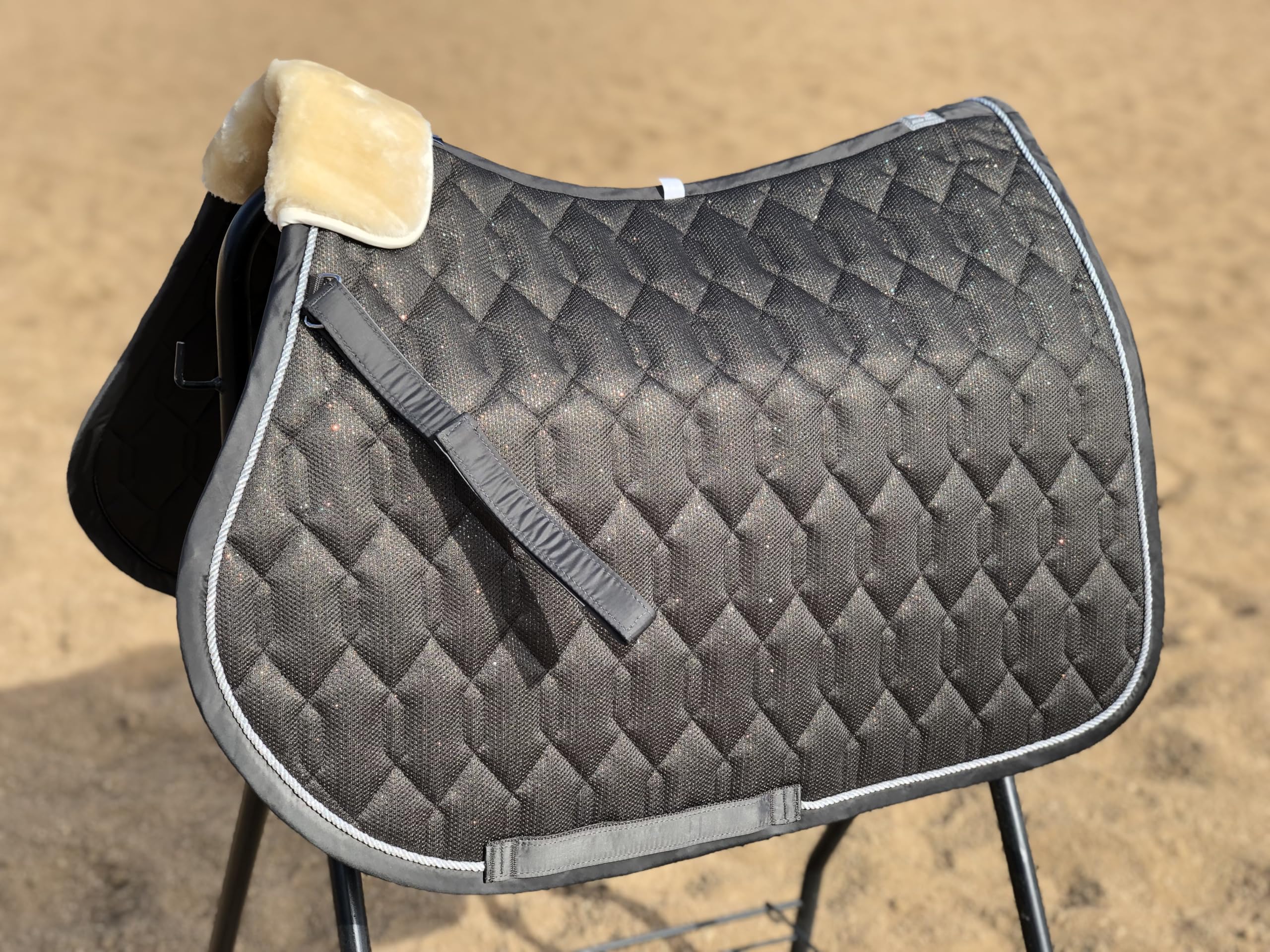 Glitter Mesh Dressage Saddle Pad for Horses - Full & Pony Size - Breathable All-Purpose Saddle Cloth for Training, Shows & Riding Comfort