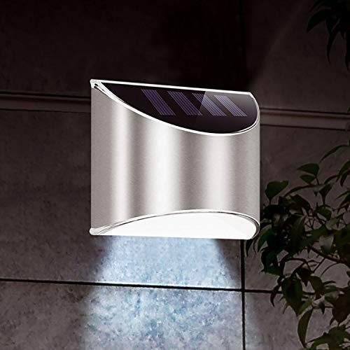 Dusk Till Dawn Outdoor Solar Lights 4 Pack - Stainless Steel Weatherproof Security Wall Lights for Fence, Steps & Pathways | Wireless Solar Powered for Easy Installation | Perfect for Backyard, Garden & Patio Lighting