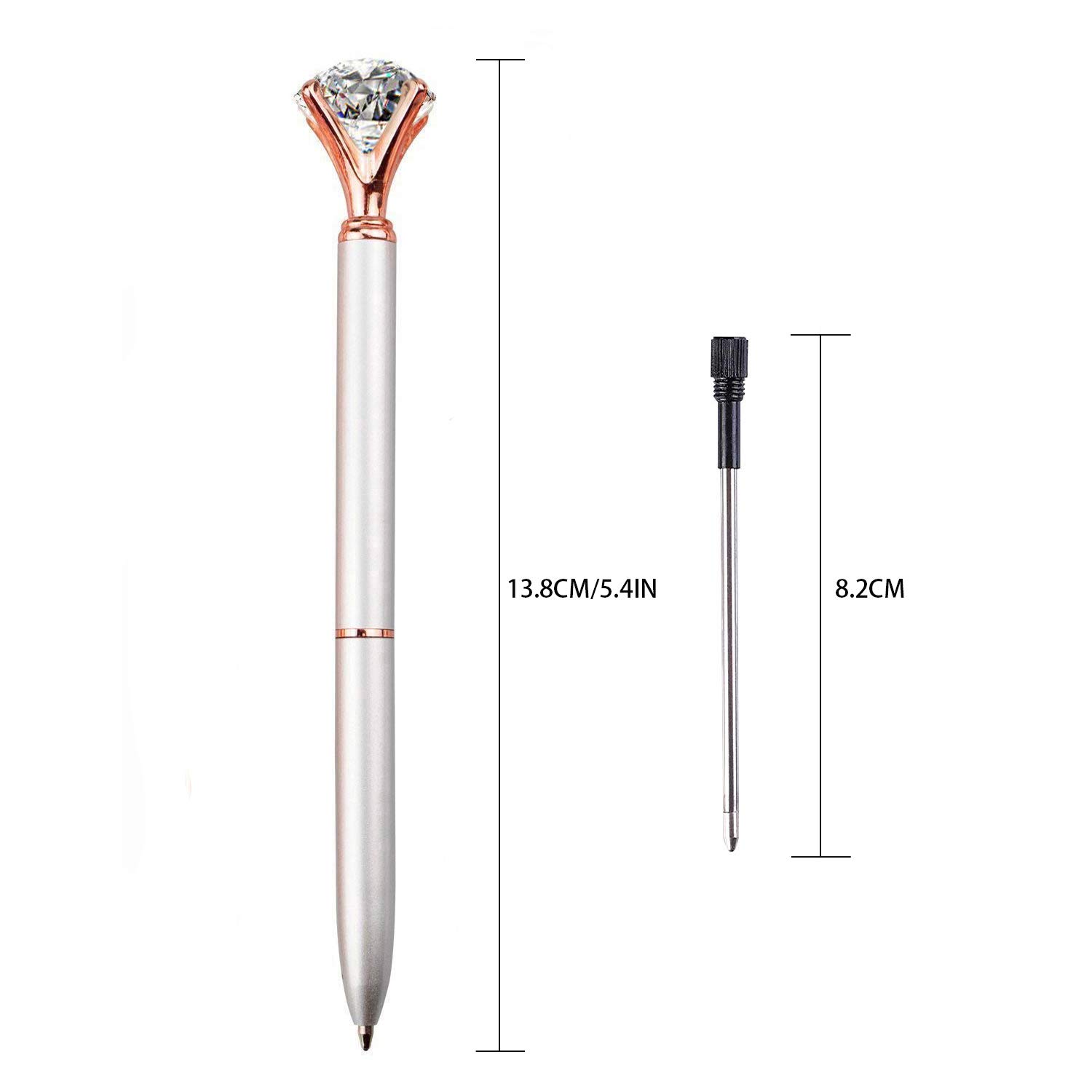 3 PCS Luxury Crystal Diamond Ballpoint Pens - Bling Metal Office & School Writing Pens (Silver/White Rose Polka Dot/Rose Gold) with 3 Refills - Perfect for Business Meetings, Gift Giving & Note Taking