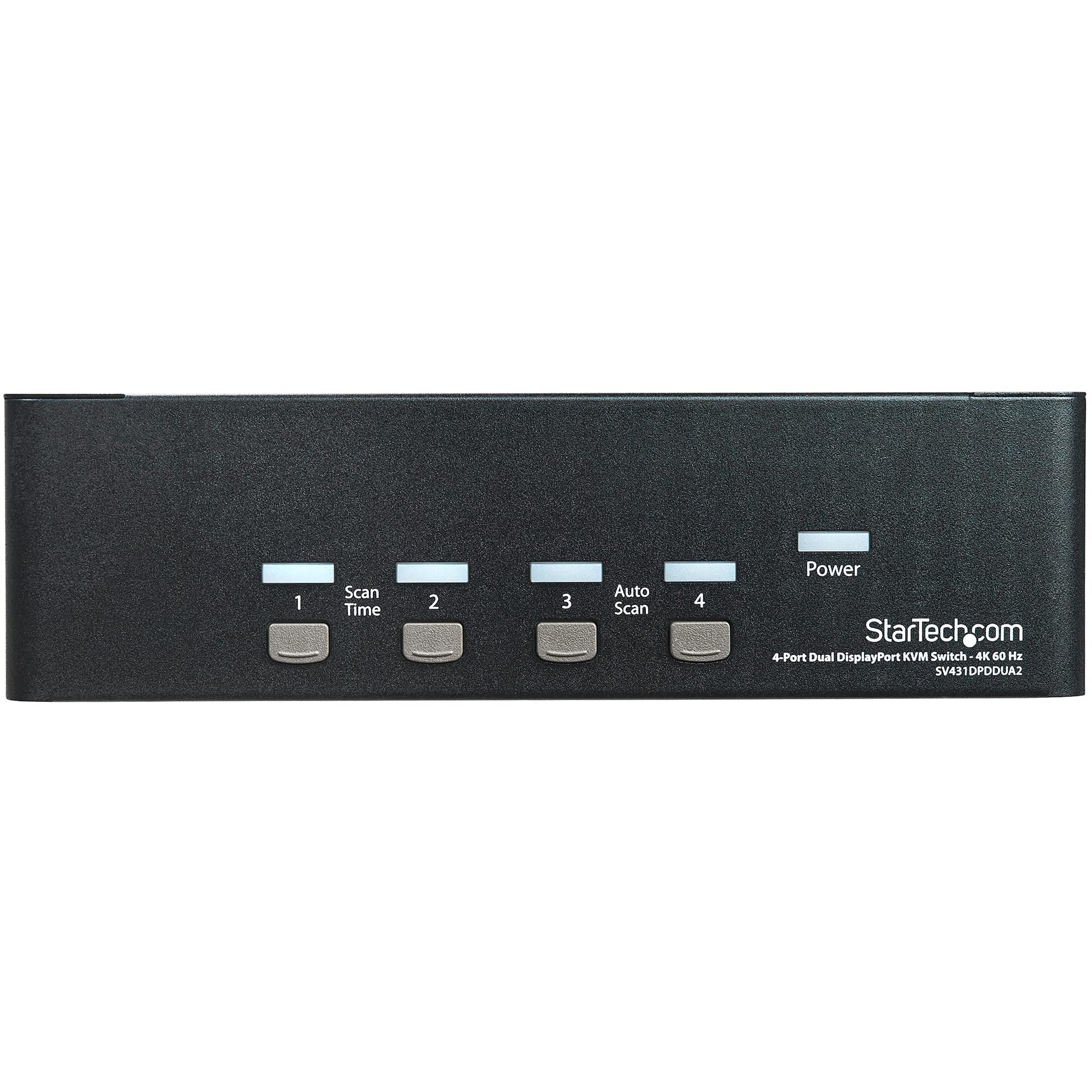 StarTech.com SV431DPDDUA2 4-Port DisplayPort KVM Switch - Dual Monitor Support, 4K 60Hz Resolution, USB Peripheral Sharing - Perfect for Multi-Computer Workstations, Gaming Setups & Office Environments