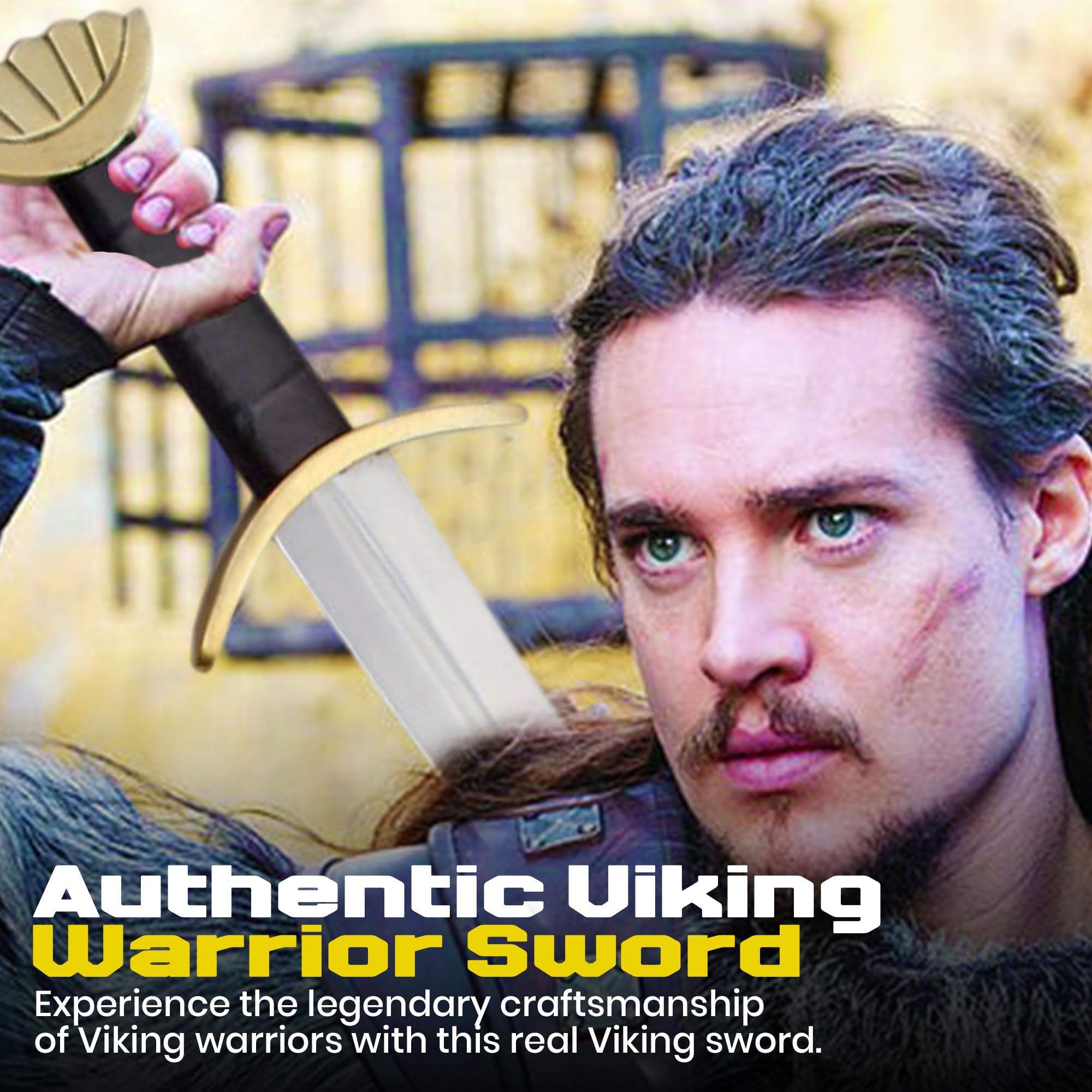 Authentic Viking Sword Replica - Handcrafted Carbon Steel Blade with Leather Sheath - Perfect for Cosplay, Historical Reenactments & Medieval Decor