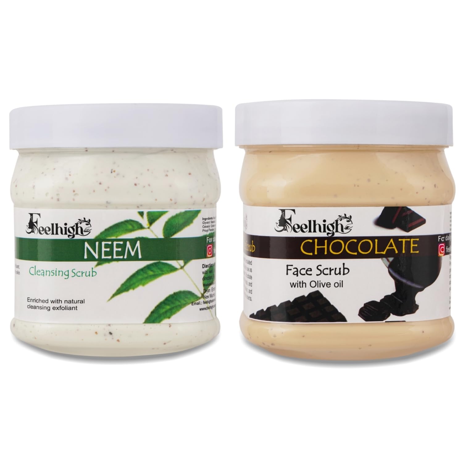 Natural Neem & Chocolate Face & Body Scrub for Deep Cleansing - Enriched with Neem Extract & Olive Oil (500ml) - Gentle Exfoliator for Men & Women - Perfect for Acne-Prone Skin & Daily Skincare Routine