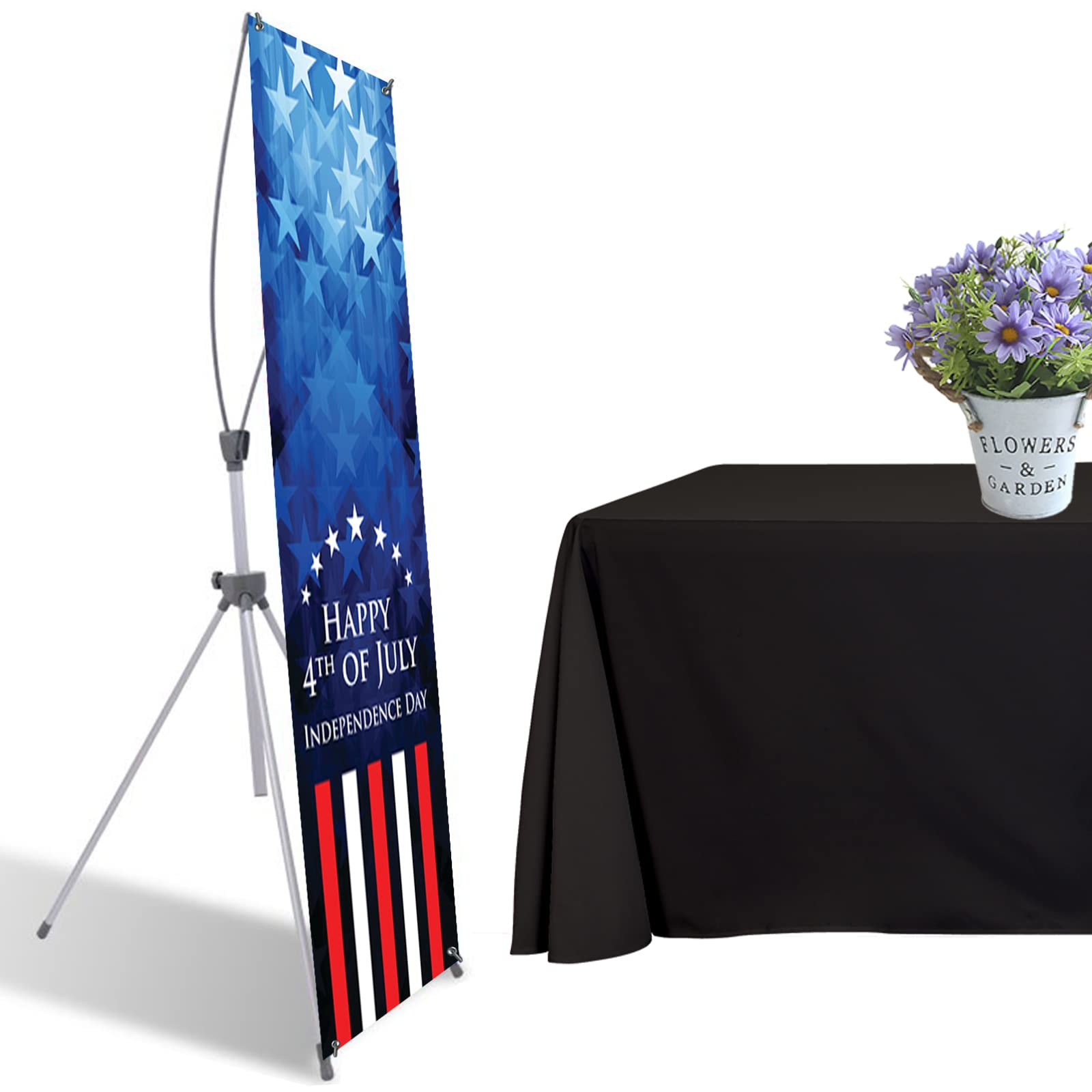 2.5'x6.5' Adjustable X Banner Stand (2 Pack) - Portable Trade Show Display with Carrying Bag - Ideal for Business Events, Retail Stores & Conventions