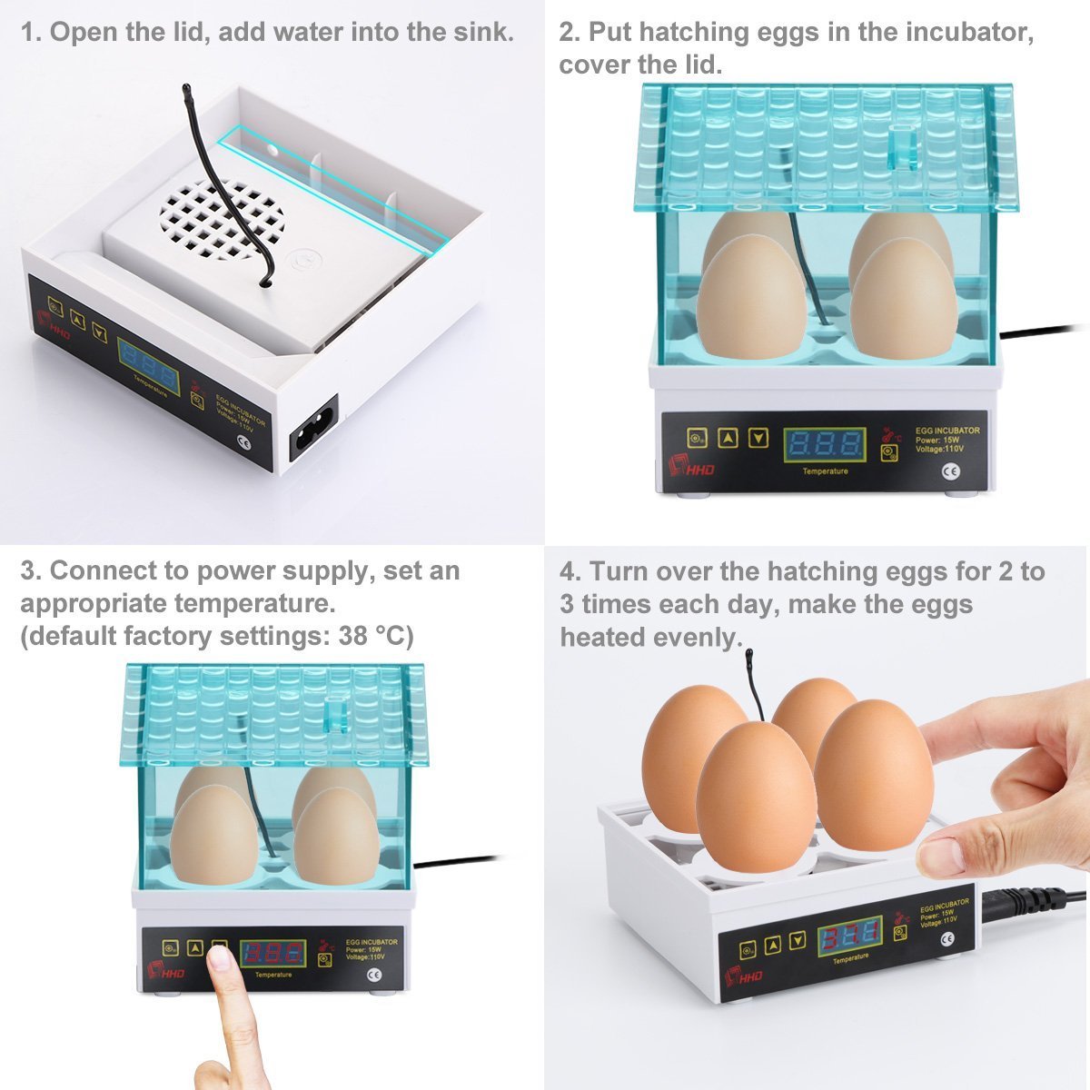 TOPCHANCES Mini Automatic Egg Incubator for 4 Chicken Eggs - Digital Temperature Control with Auto-Turning Feature (Not for Duck/Goose Eggs) | Perfect for Home Poultry Farming, Classroom Science Projects & Backyard Chicken Breeding