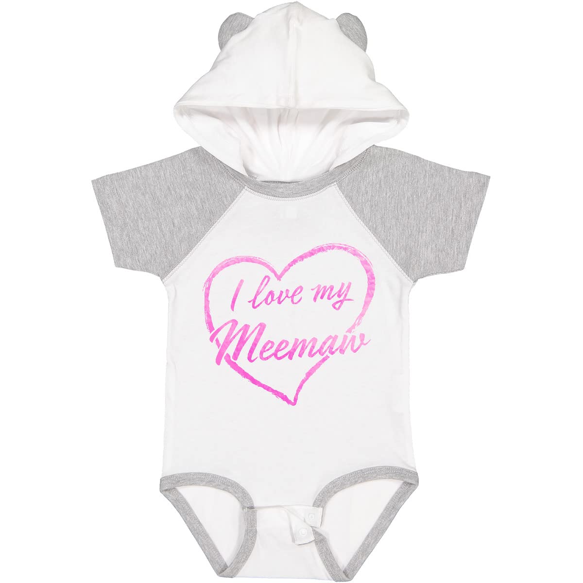 Inktastic I Love My Meemaw Pink Chalk Heart Baby Bodysuit - Cute Outfit for Grandparents Day, Family Reunions & Photo Shoots