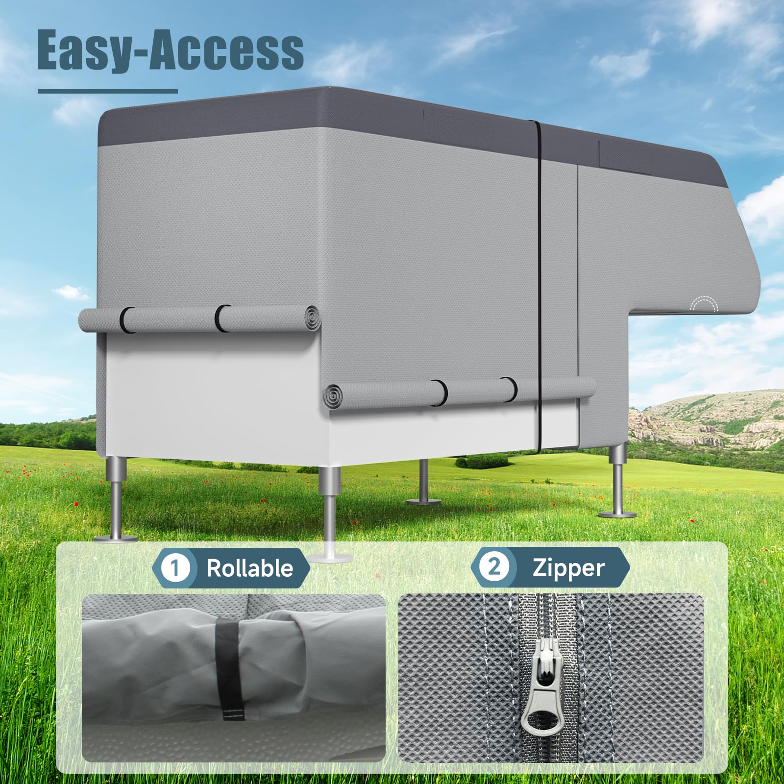 Umbrauto Truck Camper Cover - 7 Layer Heavy Duty RV Cover for 8-10FT Slide-in Campers | All Season Waterproof & Windproof Protection | Perfect for Winter Storage & Outdoor Camping Adventures