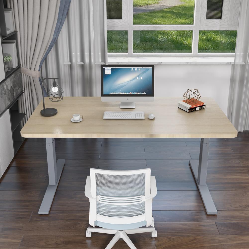 160cm Electric Height Adjustable Standing Desk with Maple Top - Single Motor Sit Stand Workstation for Home & Office Ergonomic Workspace Solution