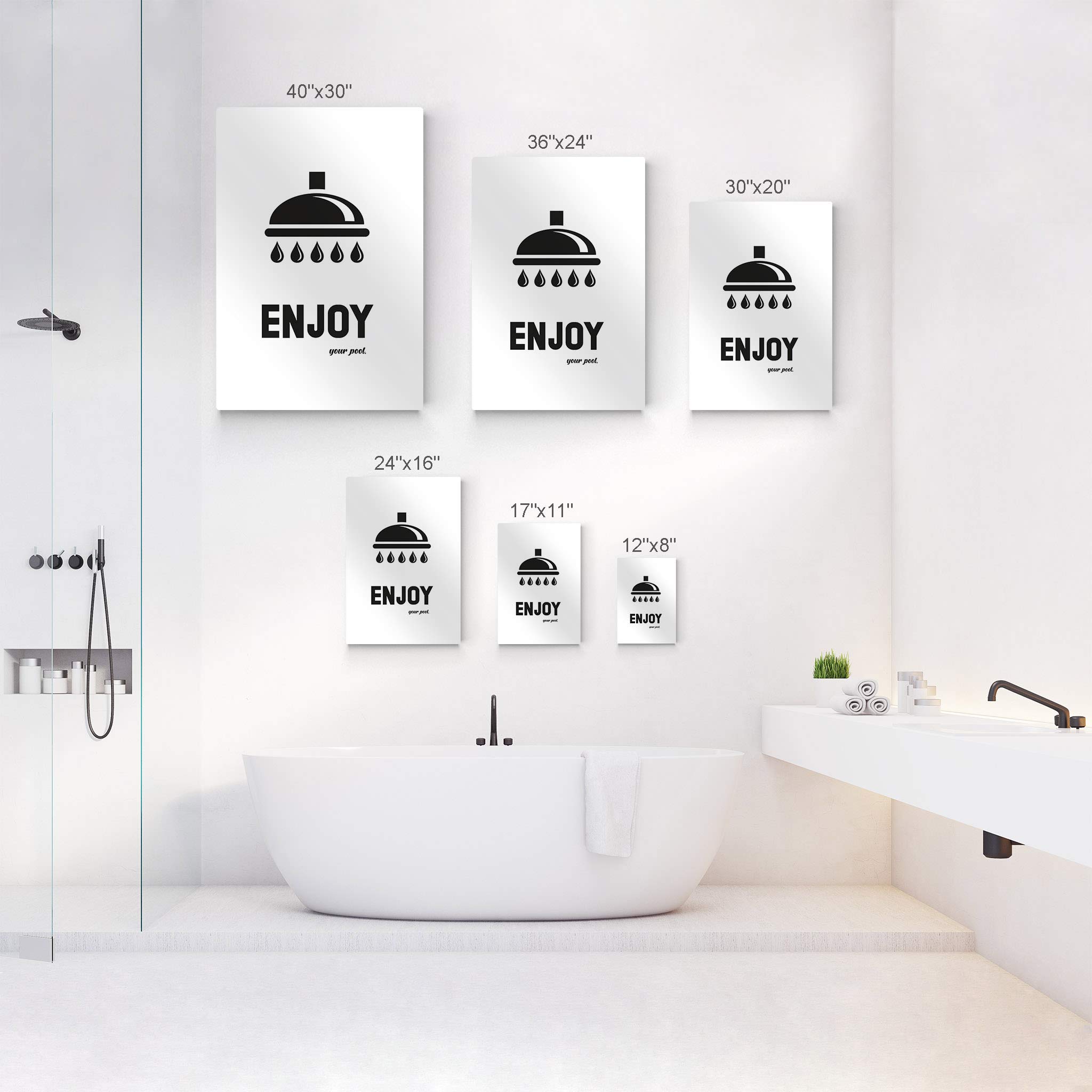 Funny Bathroom Wall Art - Enjoy Your Pool Quote Metal Print - Ready to Hang Bathroom Decor (40x30) - Perfect for Pool Houses, Beach Themed Bathrooms & Spa Decor - Made in USA