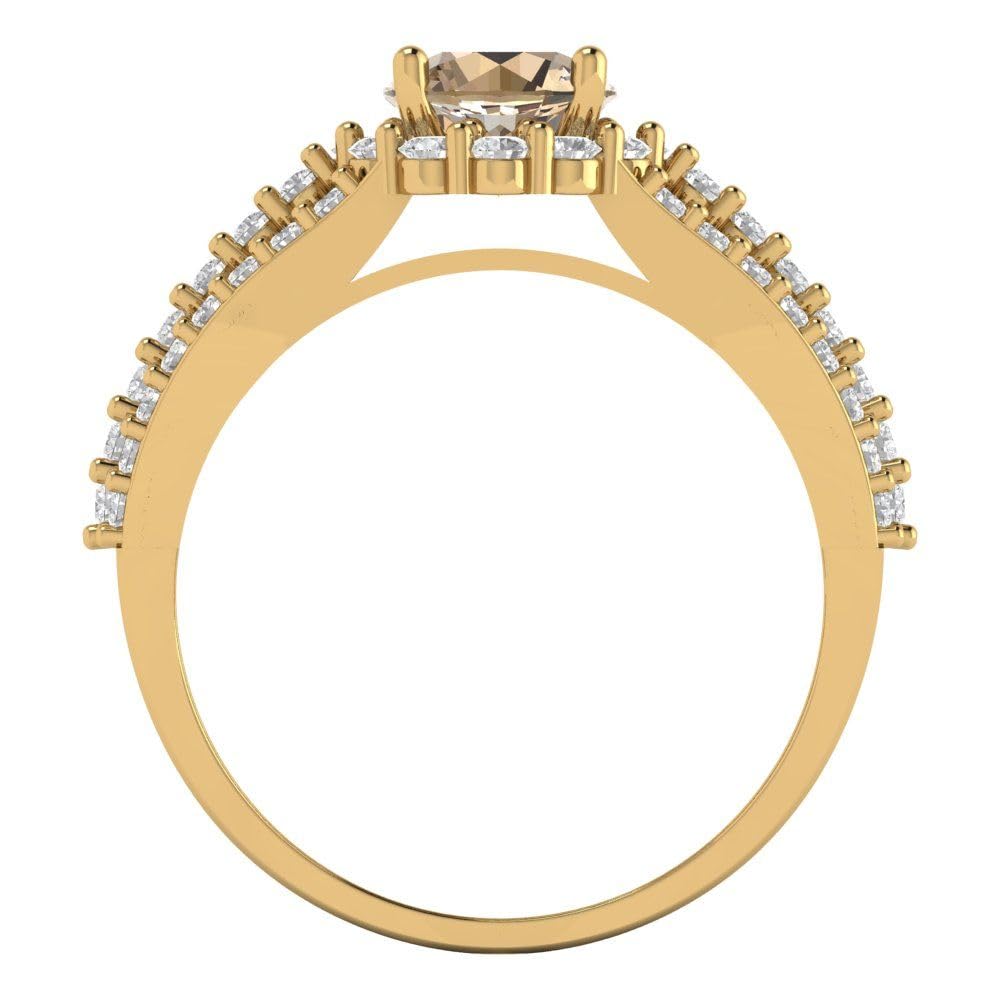 1.98ct Yellow Moissanite Engagement Ring - 14k Gold Halo Solitaire for Bridal & Anniversary Gifts