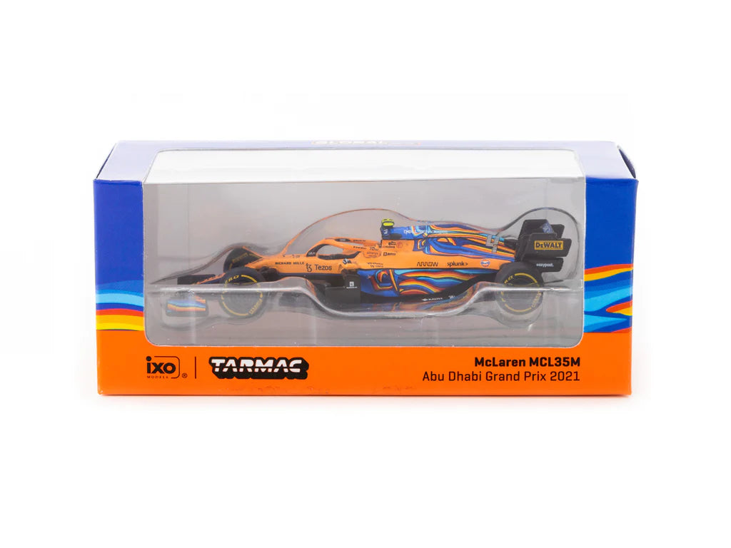Tarmac Works 1:64 Scale McLaren MCL35M Formula 1 Car - Abu Dhabi Grand Prix 2021 Edition - Lando Norris Collectible Diecast Model - Perfect for F1 Fans, Display & Racing Enthusiasts