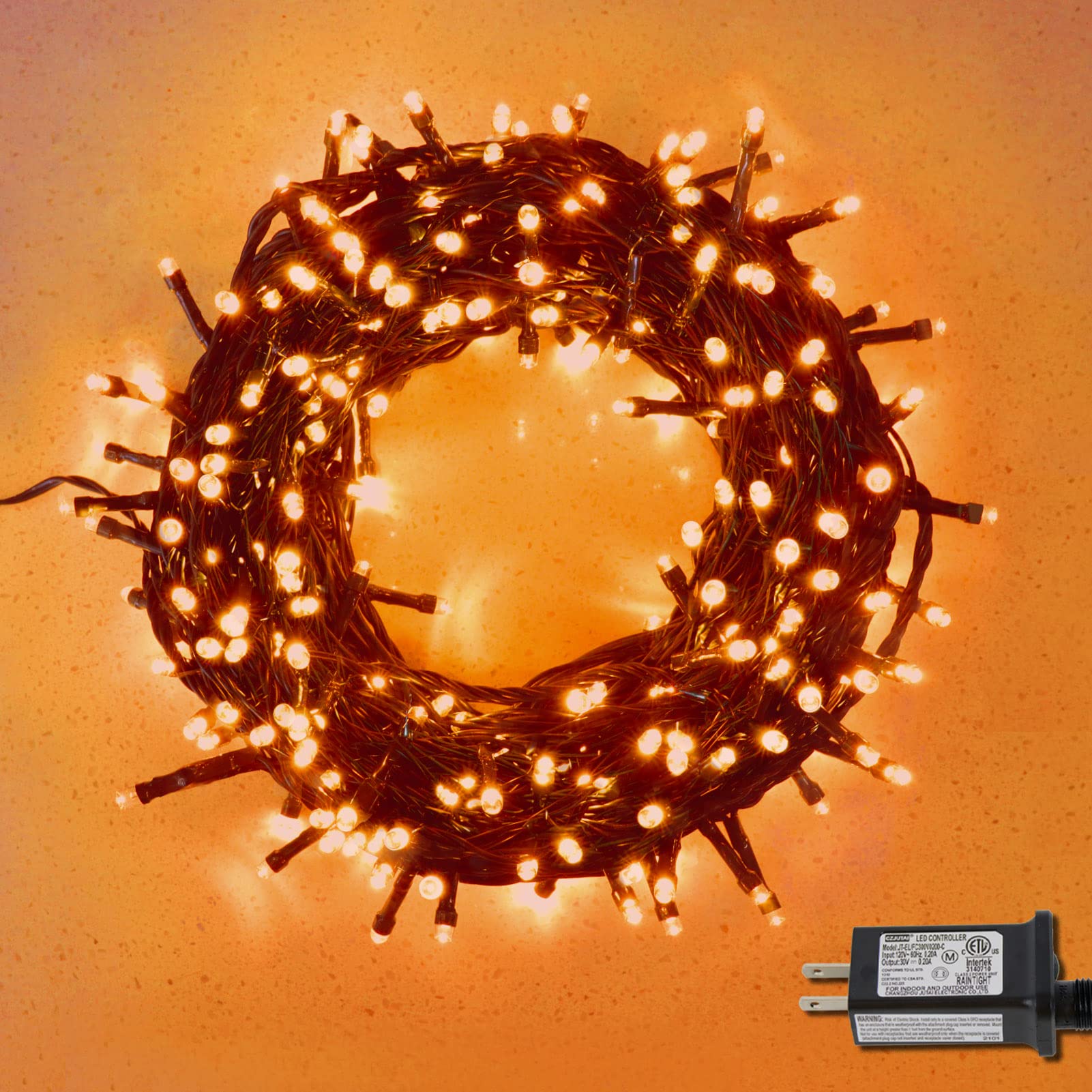 99FT Christmas Orange LED String Lights - 300 LED Waterproof Fairy Lights with 8 Modes for Indoor Outdoor Decor - Perfect for Christmas, Halloween, Parties, Bedroom, Yard, Patio & Carnival Decorations