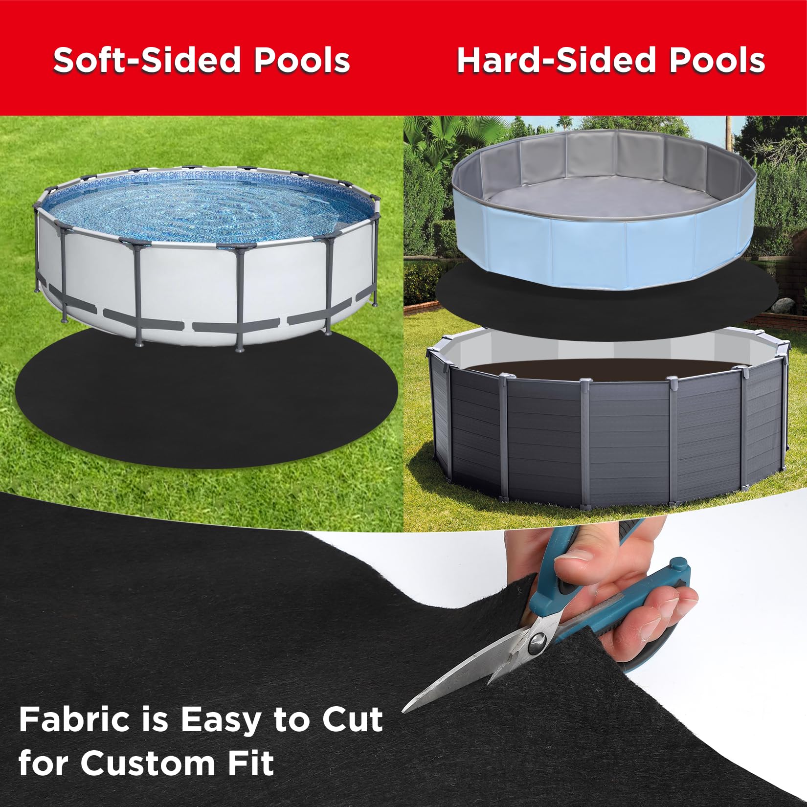 24 FT Round Pool Liner Pad for Above Ground Swimming Pools - Durable Geotextile Material Prevents Punctures from Roots, Rocks & Grass - Extends Liner Life & Enhances Comfort (Black) - Perfect for Backyard Pool Protection & Summer Relaxation
