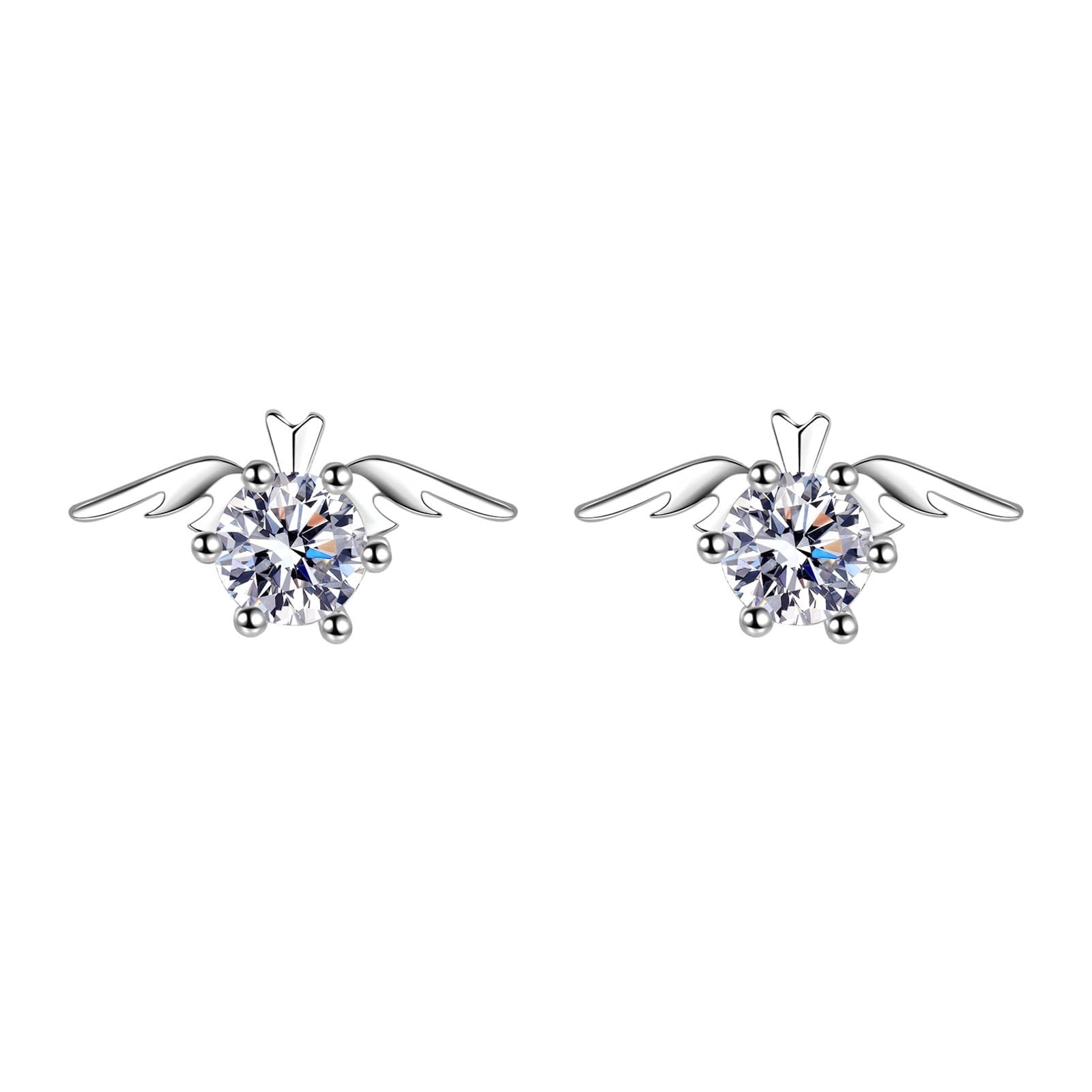 Moissanite Drop Earrings for Women - S925 Sterling Silver Six-Wing Angel Design, Prong Set Imitation Jewelry | Perfect for Weddings, Parties & Special Occasions