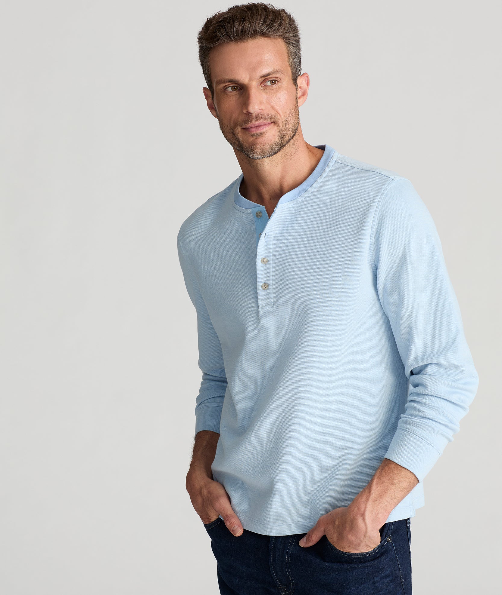 Men's Cotton Pique Henley Shirt - Breathable & Comfortable Casual Wear for Everyday Outfits | Perfect for Work, Weekend & Outdoor Activities