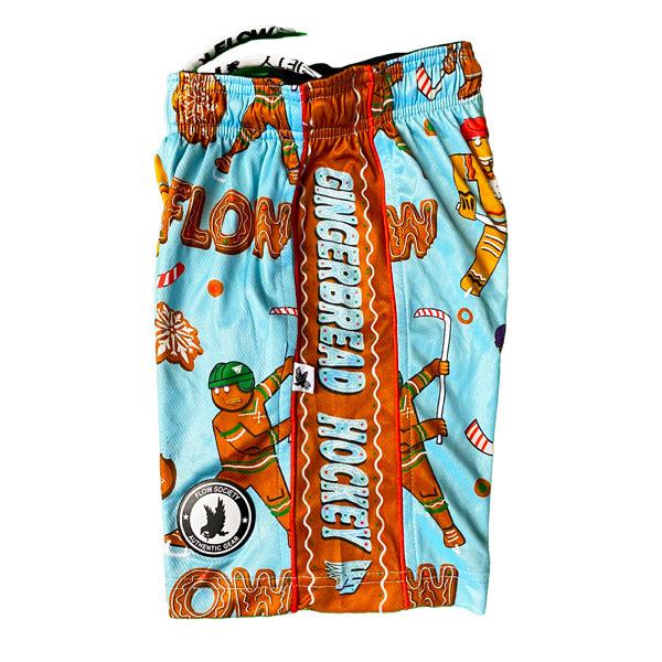 Boys' Gingerbread Print Hockey Shorts - Comfortable & Breathable for Sports & Casual Wear - Perfect for Hockey, Soccer, and Outdoor Activities