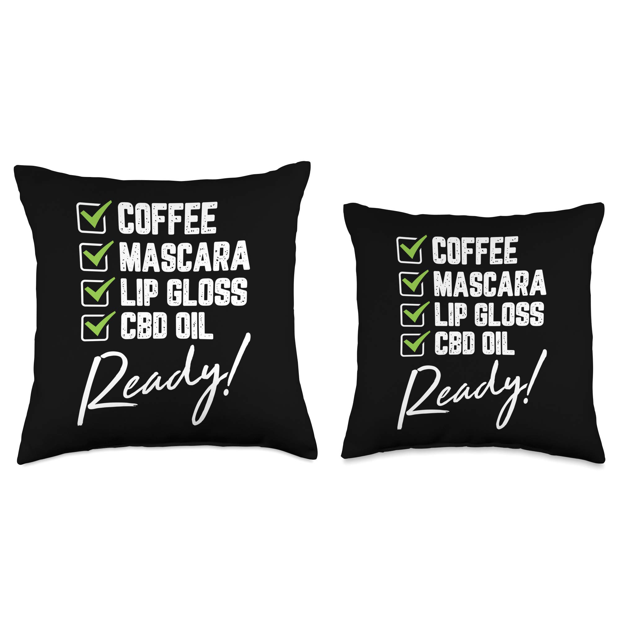 Premium CBD Hemp Oil Infused Coffee, Volumizing Mascara & Glossy Lip Balm Set - Perfect Gift for Marijuana Enthusiasts with Cozy Throw Pillow - Ideal for Relaxation, Self-Care & Home Decor