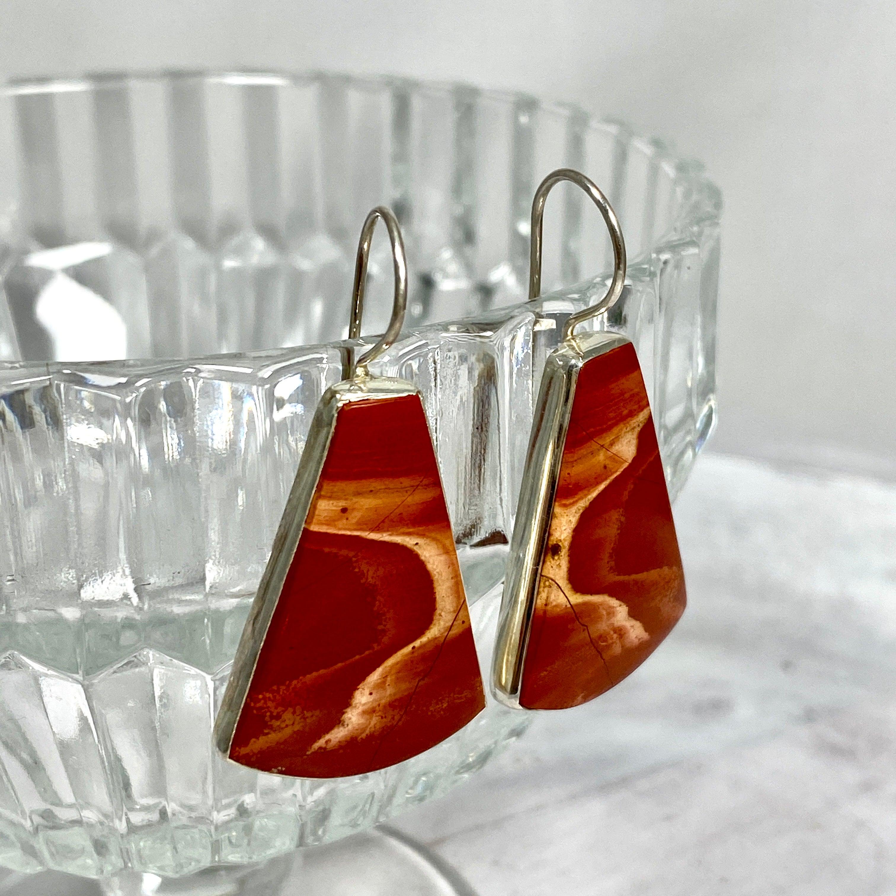Natural Red Jasper Fixed Hook Earrings KEGJ1247 - Elegant Boho Jewelry for Women, Perfect for Everyday Wear & Special Occasions