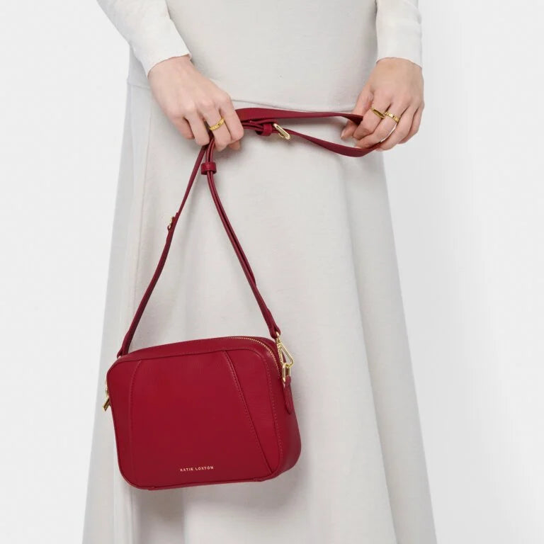 Katie Loxton Hana Crossbody Bag - Garnet Red Leather Purse for Women | Stylish Shoulder Bag for Everyday Use, Travel & Date Night