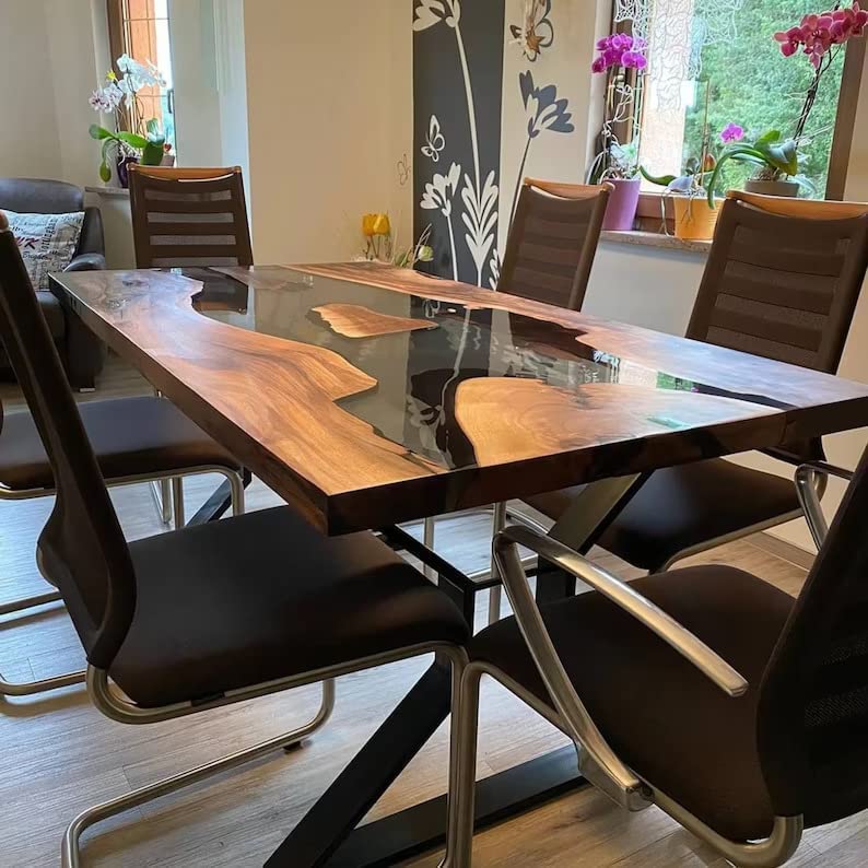 Custom Epoxy River Dining Table - 28.5