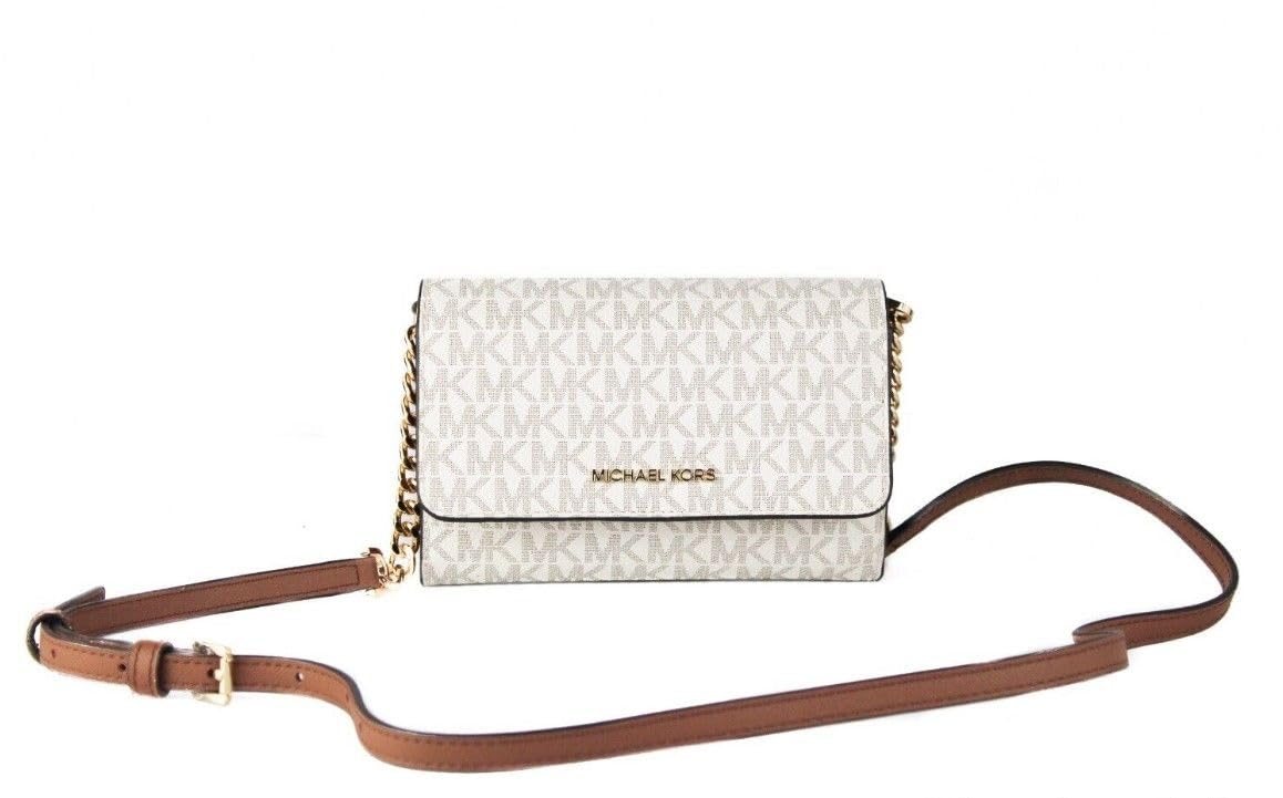Michael Kors Women's Jet Set Travel Medium Crossbody Bag with Wallet - Multifunctional Phone Xbody Purse in Vanilla | Perfect for Everyday Use, Travel & Shopping