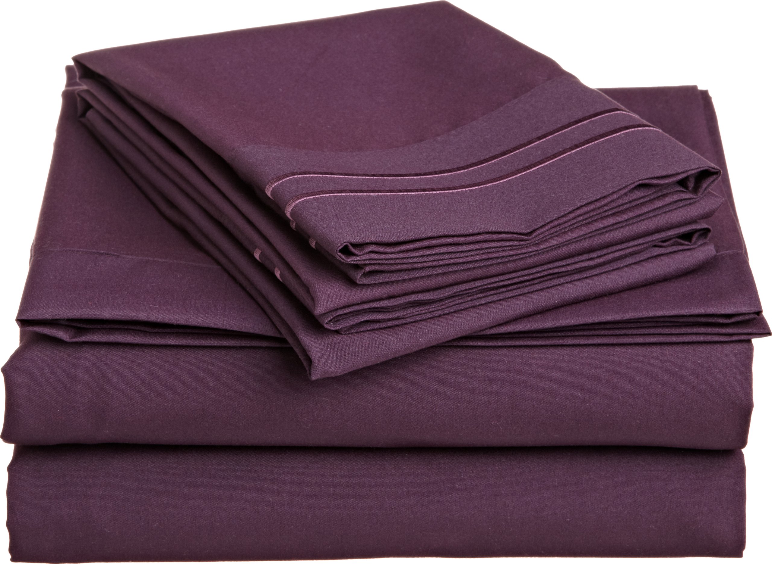Luxury Soft Microfiber Sheet Set with Embroidered Pillowcases - King Size, Eggplant Purple - Ultra Comfortable Bedding for Hotel & Home Use