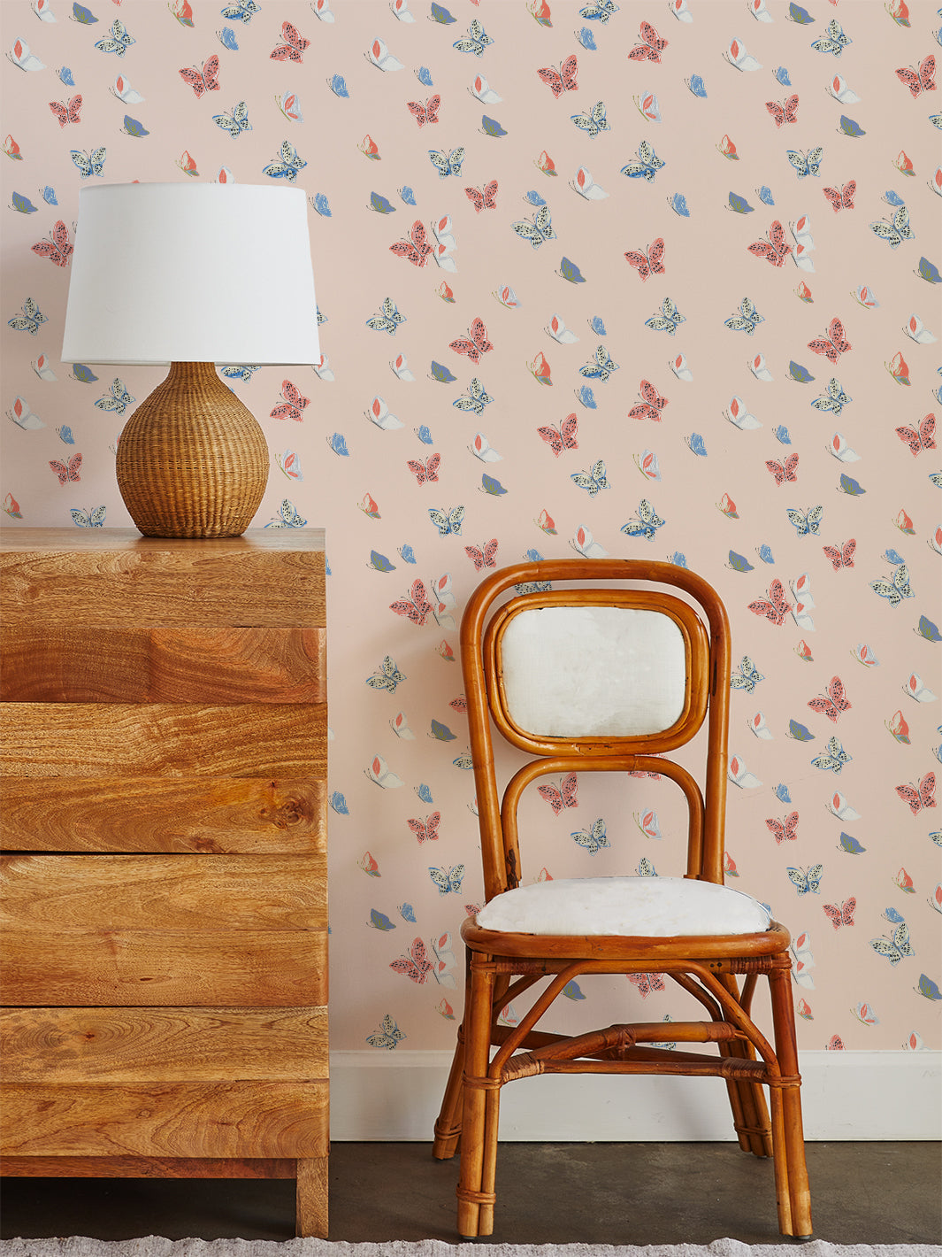 Mariposa Floral Wallpaper by Tea Collection - Peach Blossom Design for Nursery, Bedroom & Living Room Decor
