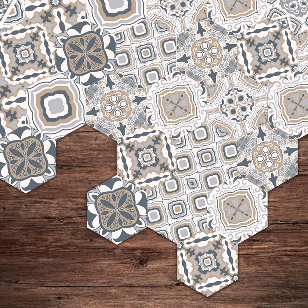 Hexagon Wall & Floor Stickers - Self-Adhesive Vinyl Decals for Kitchen, Bathroom, Home Decor - DIY Peel & Stick Tiles (7.87