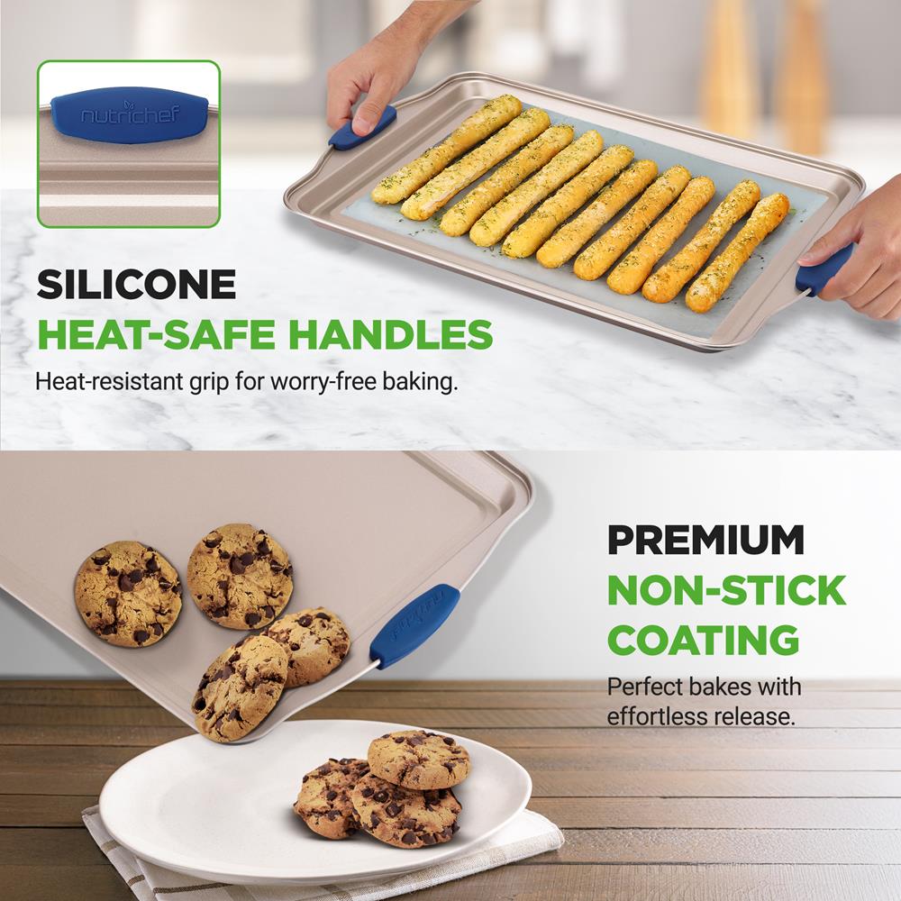 Non-Stick Baking Pans Set for Oven - 3 Piece Cookie Sheet, Pizza Pan & Cake Pan - Perfect for Baking, Roasting & Cooking at Home