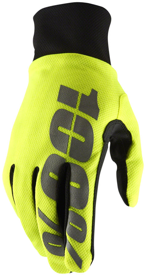 100% Hydromatic Gloves - Neon Yellow Full Finger Work Gloves for Men (Medium) - Durable Grip for Construction, Gardening & Outdoor Activities