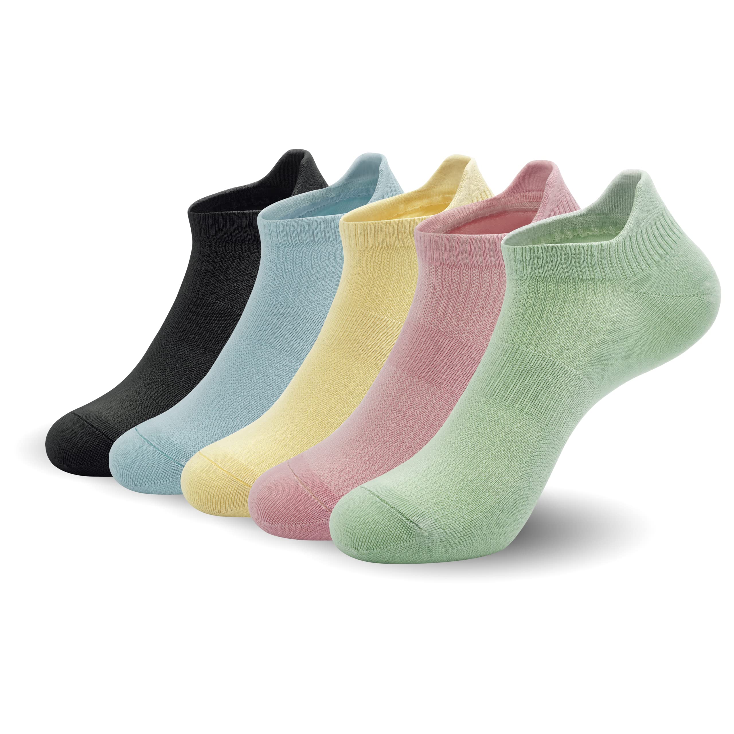 SERISIMPLE Women's Ultra Thin Bamboo No Show Socks - 5 Pairs Low Cut Breathable Anti-Odor Mesh Ankle Socks with Arch Support for Running, Yoga & Daily Wear