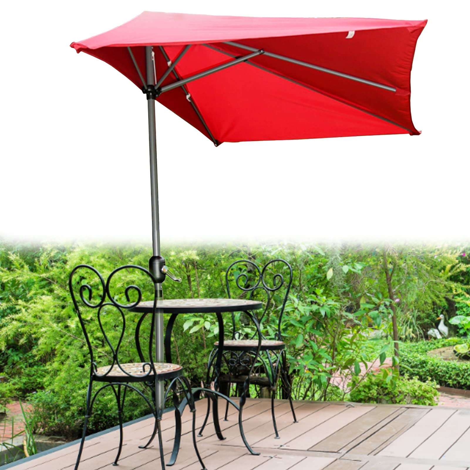 Extra Large Heavy Duty Rectangular Sun Umbrella for Outdoor Porch, Patio, Balcony & Grill - Commercial Grade Portable Market Umbrella in Red - Perfect for Shade at Beach, Poolside, Restaurant & Backyard Gatherings