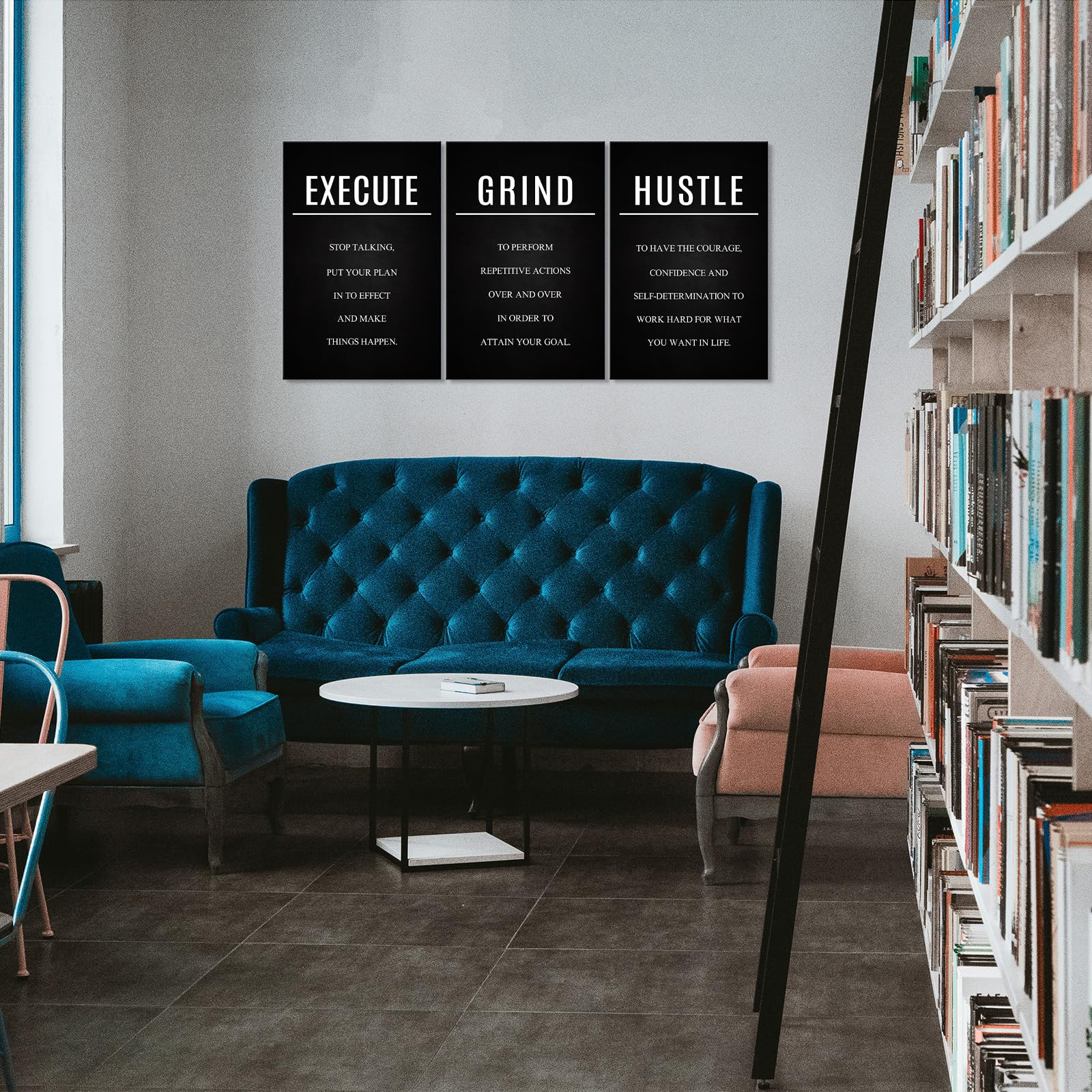YOUHONG 3-Piece Motivational Wall Art Set - Inspirational Quotes Hustle Grind Execute Posters (12x16 Inches) for Home Office Decor - Perfect for Workspace, Gym & Study Room Motivation