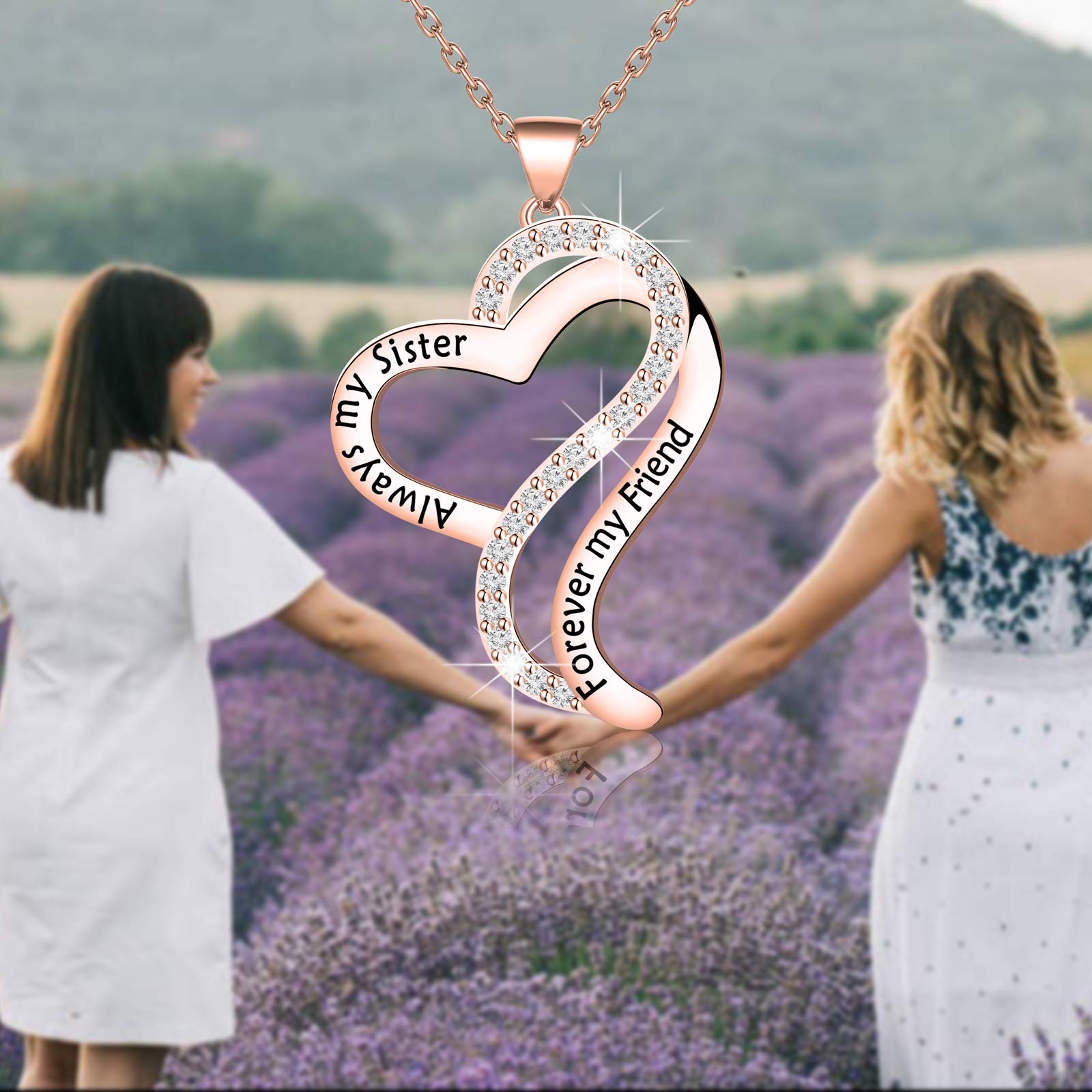 HOLLP Best Friend Bracelet - Always My Sister Forever My Friend Rose Flower Cuff Bracelet - Meaningful Sister Gift & Friendship Jewelry - Perfect for Birthdays, Anniversaries, and Special Occasions