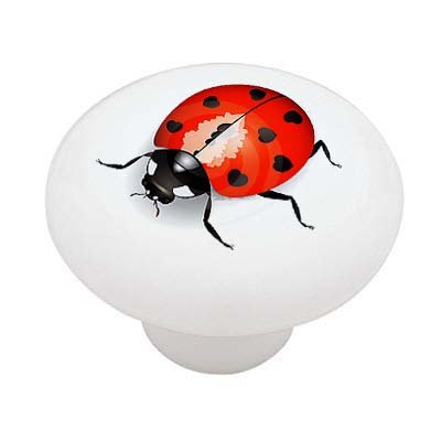 Ladybug Ceramic Drawer Knob - Cute Kitchen Cabinet Hardware Pulls for Dresser, Wardrobe & Furniture (Set of 6) - Perfect for Kids Room, Nursery & DIY Home Decor