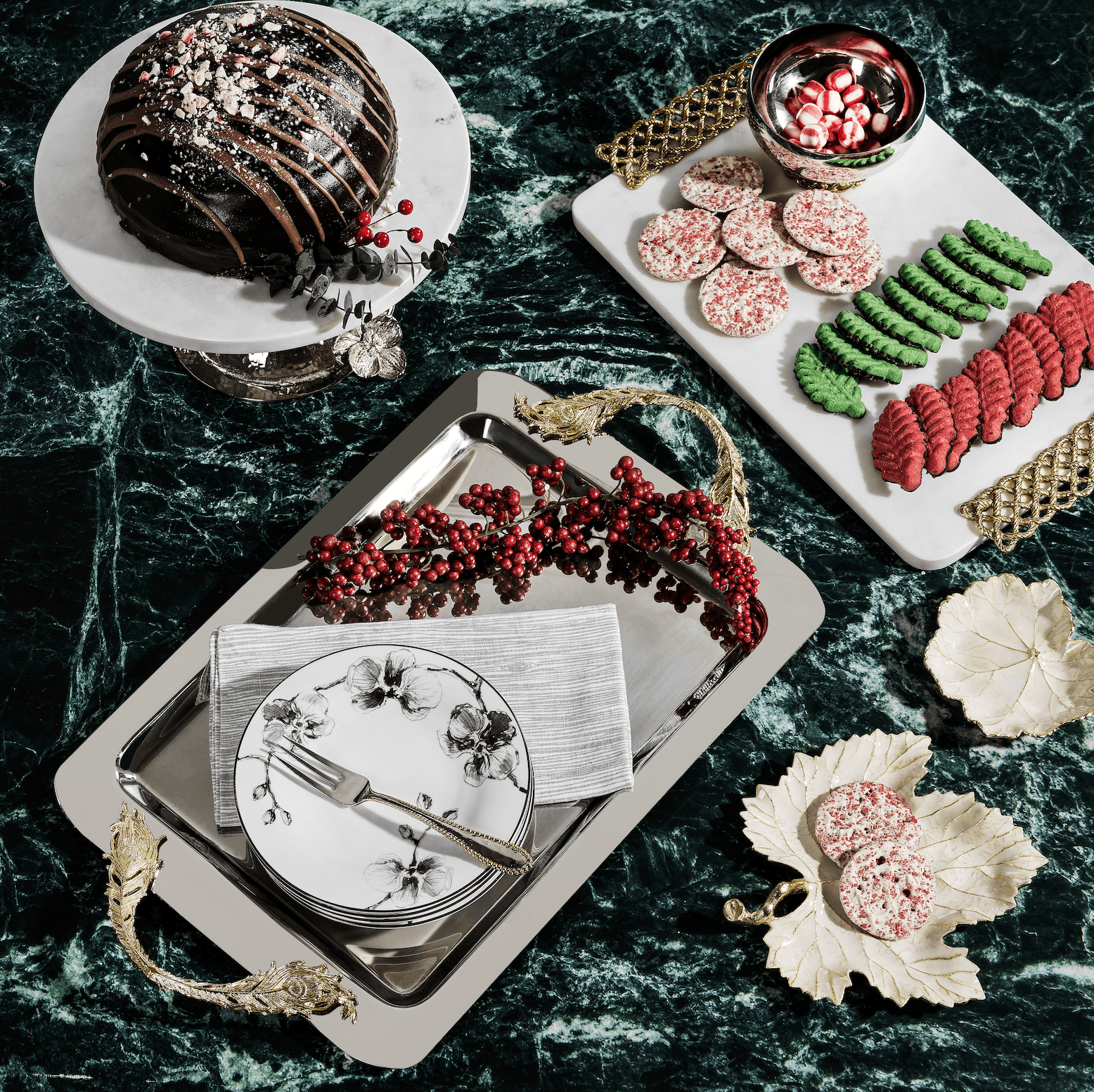 Winter Leaves Geranium Dish - Elegant Floral Ceramic Plate for Home Decor, Dining, and Gift Giving