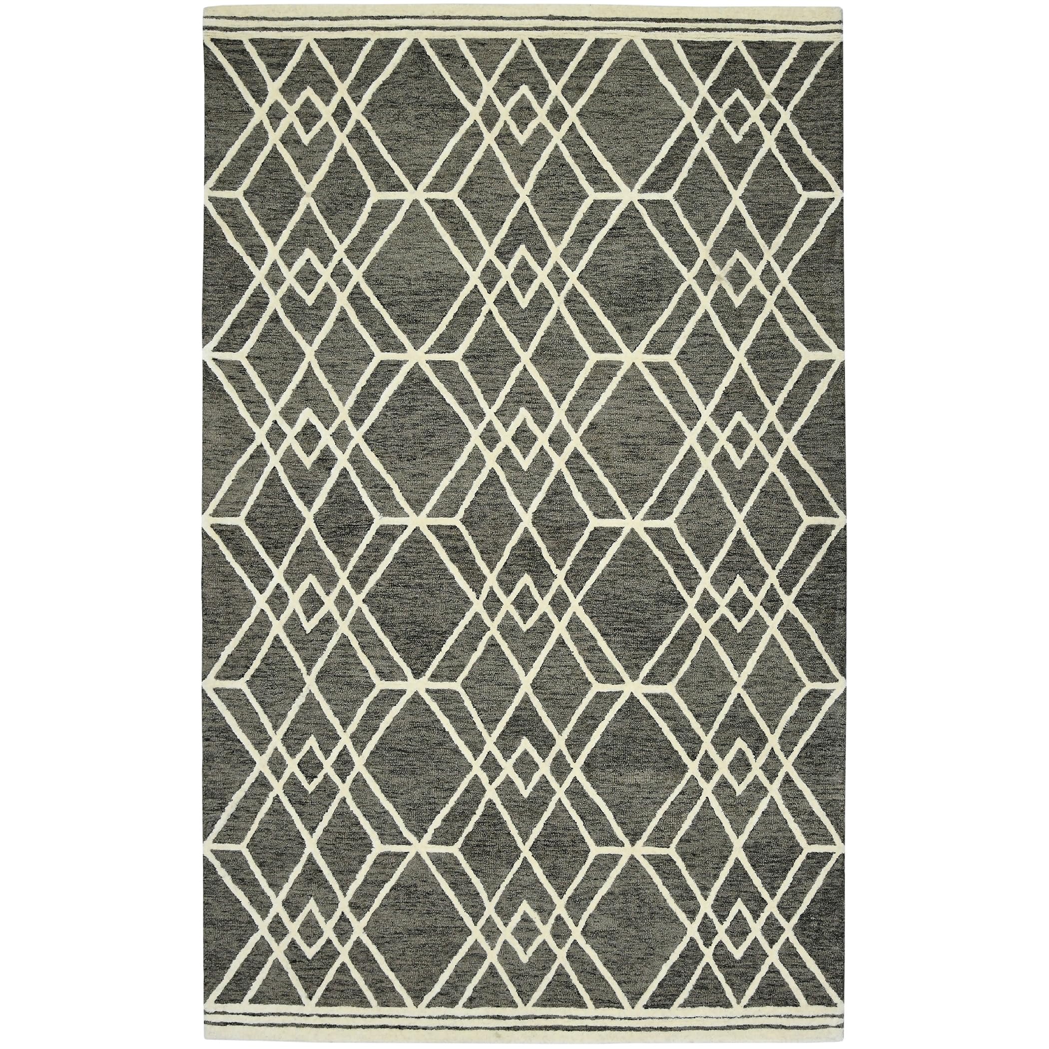 AMER Rugs Vista Duncan Collection Hand-Hooked 100% Wool 8x10 Area Rug - Geometric Pattern Taupe - Premium Living Room, Bedroom & Kitchen Rug for Cozy Home Decor