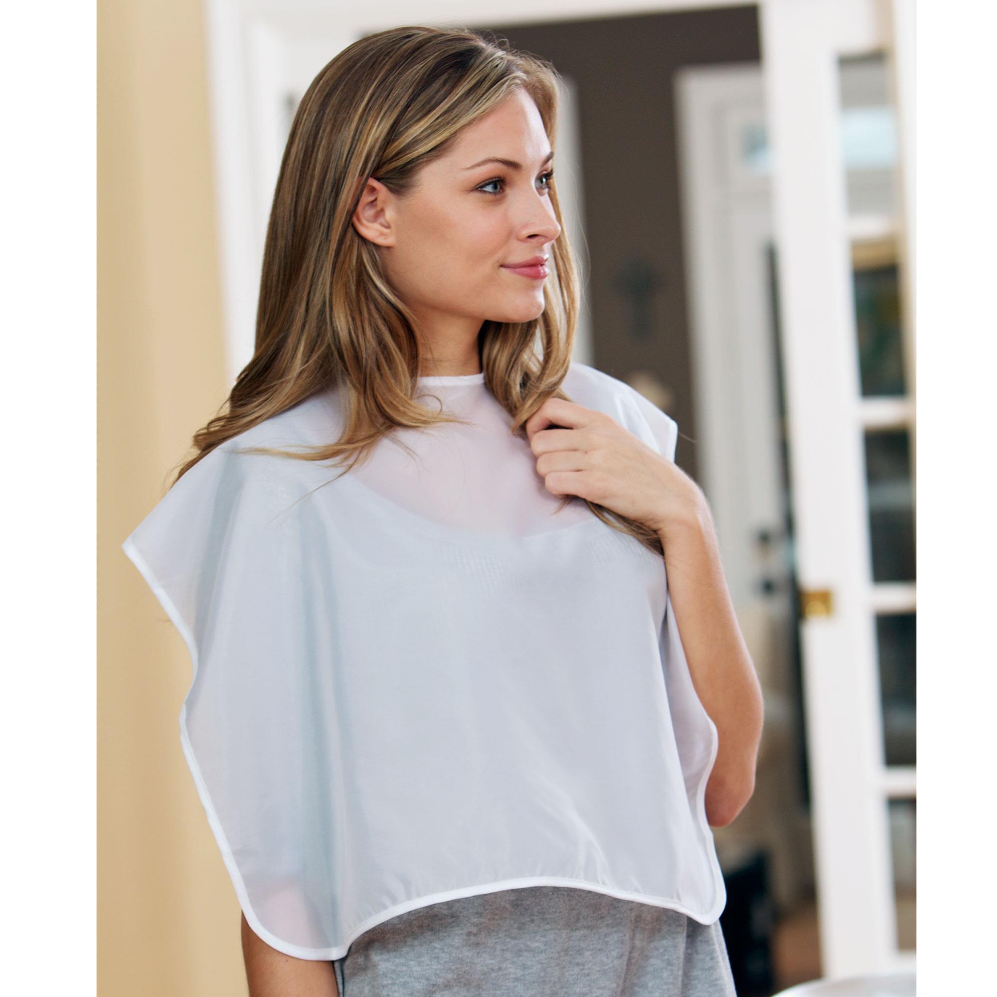 Betty Dain White Nylon Makeup Cape - Professional Salon Hairdressing & Barbering Cape for Hair Coloring, Cutting, and Styling - Waterproof & Reusable Beauty Salon Accessory