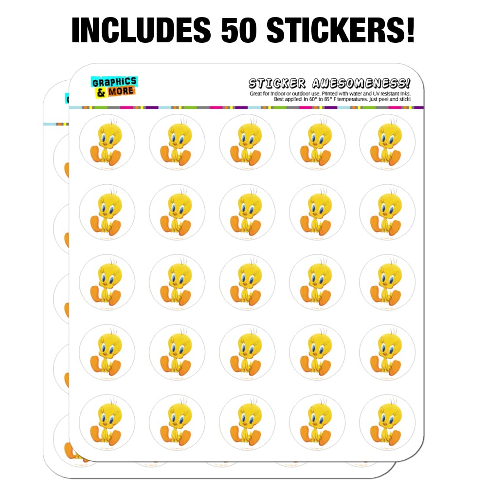 Looney Tunes Tweety Bird 1 Inch Clear Stickers for Planners, Calendars, Scrapbooking & DIY Crafts - Perfect for Journaling, Bullet Journals & School Supplies