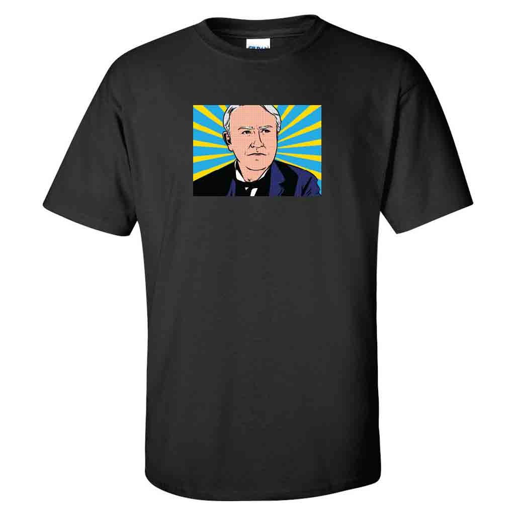 VictoryStore Apparel - 4 Pack Edison Pop Art Graphic T-Shirts for Men, Black Cotton Tees - Perfect for Casual Wear, Street Style & Gifts